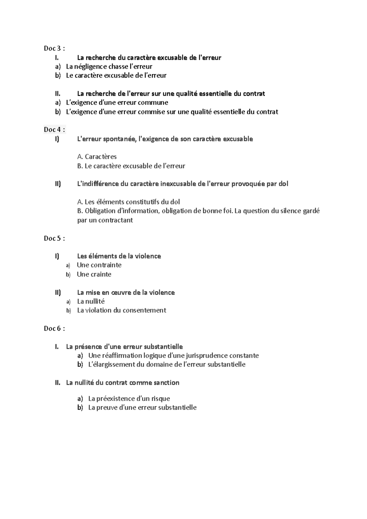 Civil plan - plan - Doc 3 : I. La recherche du caractère excusable de l ...