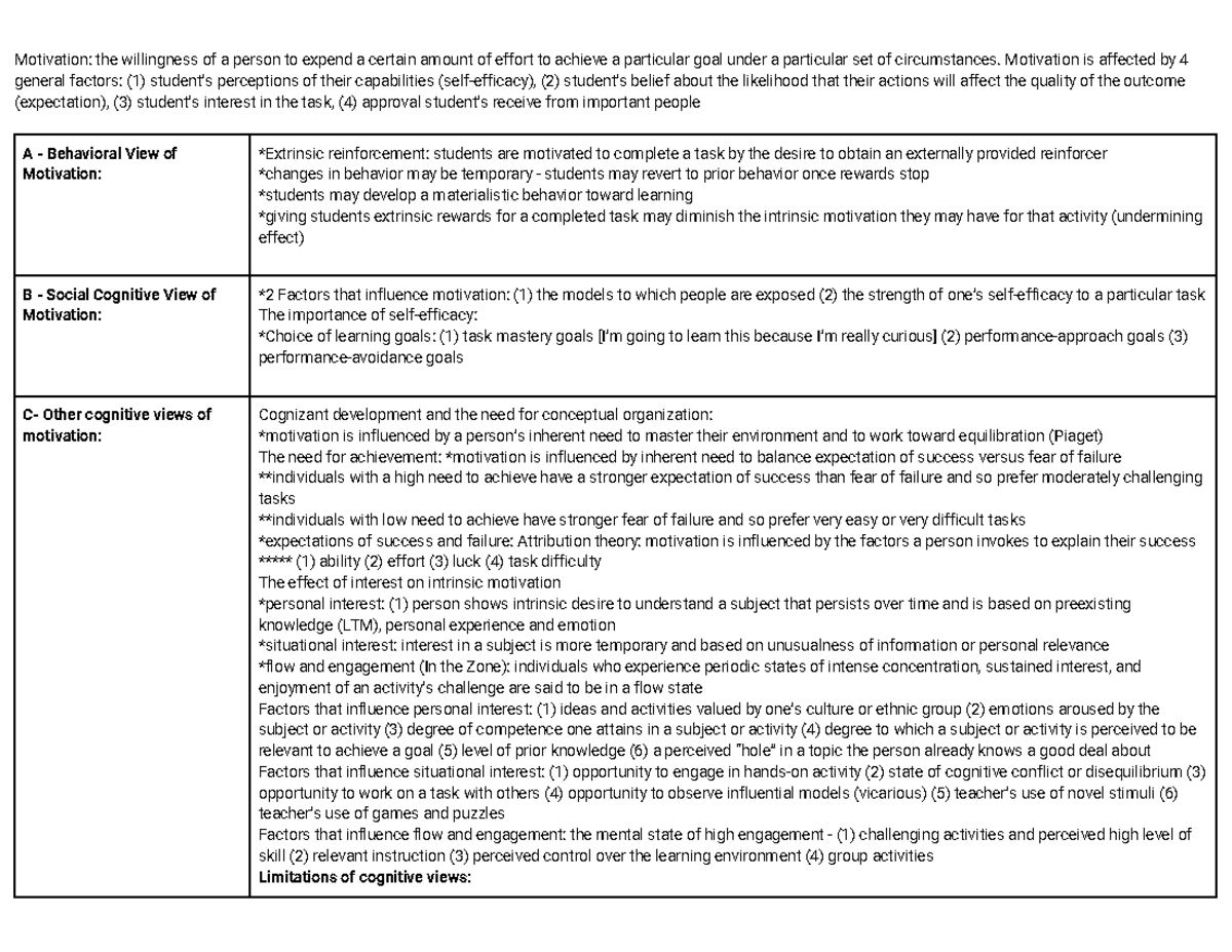 Chapter 11 Learning Guide Principles of Psychology - Motivation: the ...