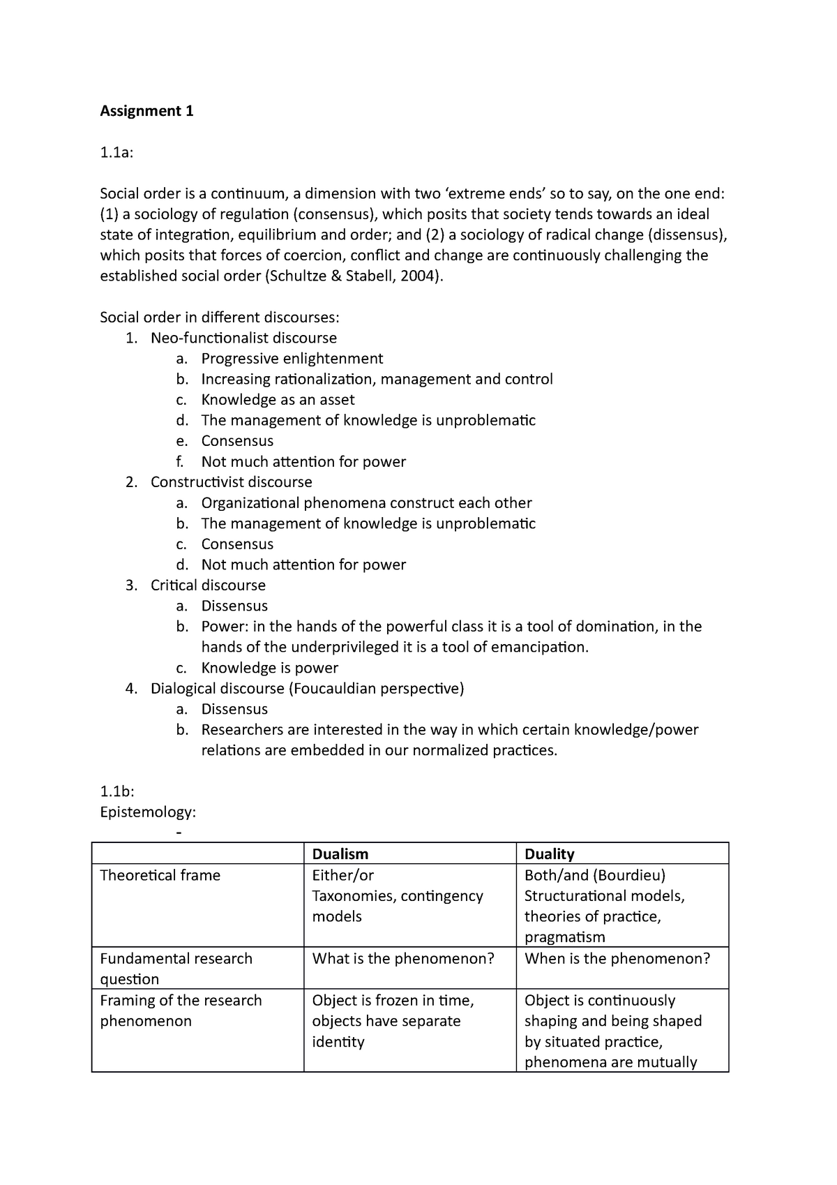 Ki O Assignments explanations - Assignment 1 1: Social order is a ...