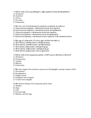 Parasitology Practical EXAM Practice Questions - PRACTICAL EXAM ...