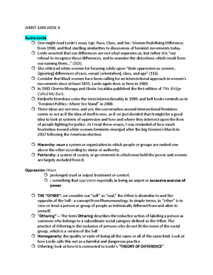 WGSS lecture notes - Intro to Feminism - “Feminists are just women who ...