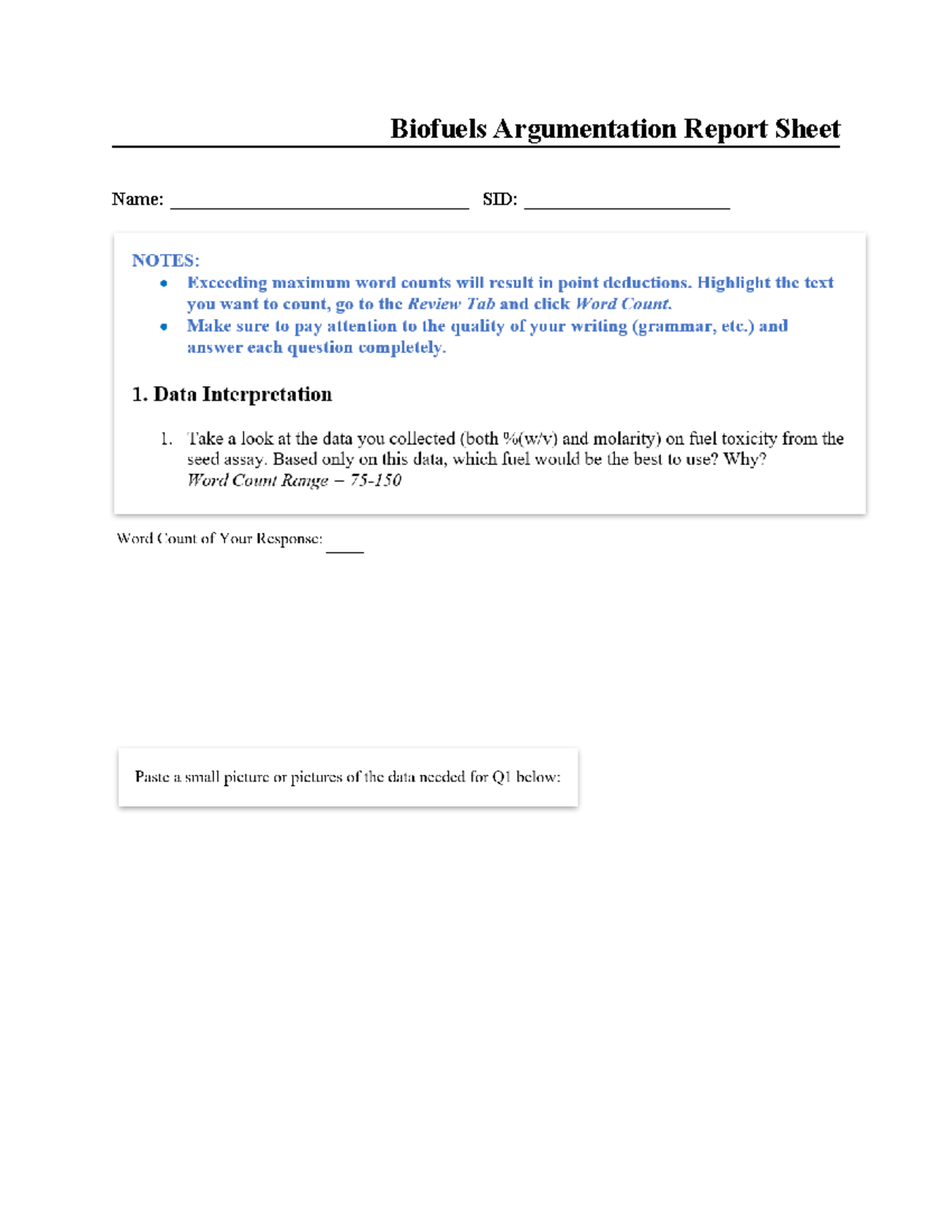 Template Exp 08 Biofuels Part D Word - CHEM 1AL - Biofuels ...