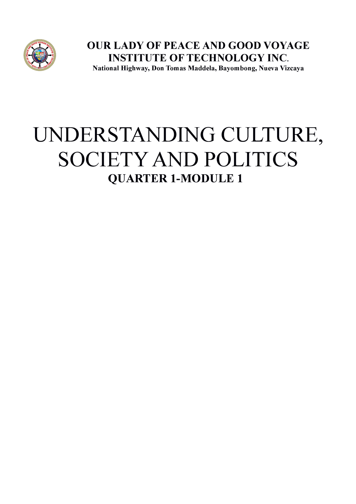 UCSP Module 1 - Understanding Culture Society And Politics - OUR LADY ...