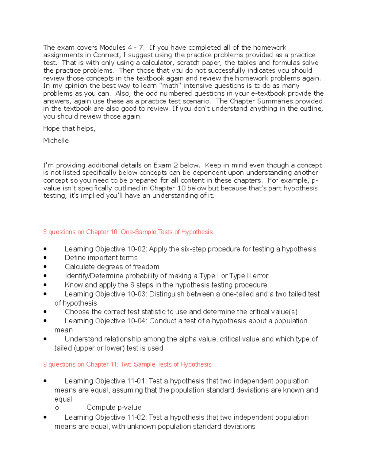 Exam 2 Study Guide - The exam covers Modules 4 - 7. If you have ...
