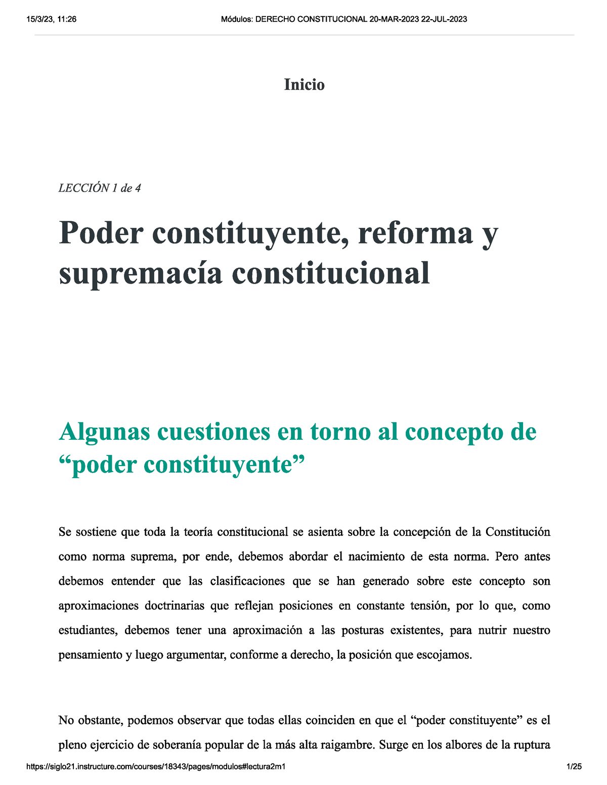 Poder Constituyente, Reforma Y Supremacia Constitucional - Derecho ...