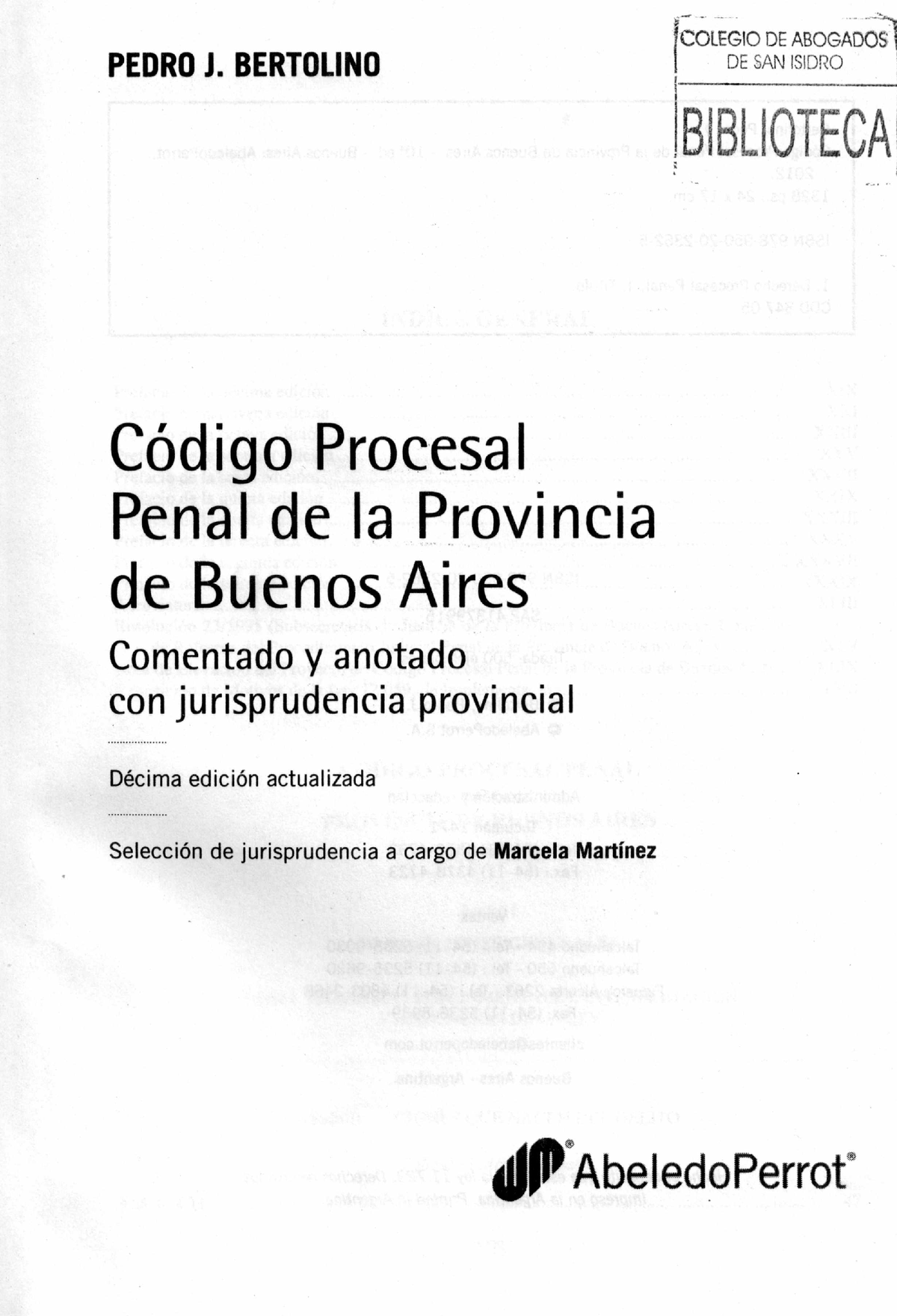 Codigo Procesal Penal De La Prov Bs As Actualizada De Marcelo Martinez ...