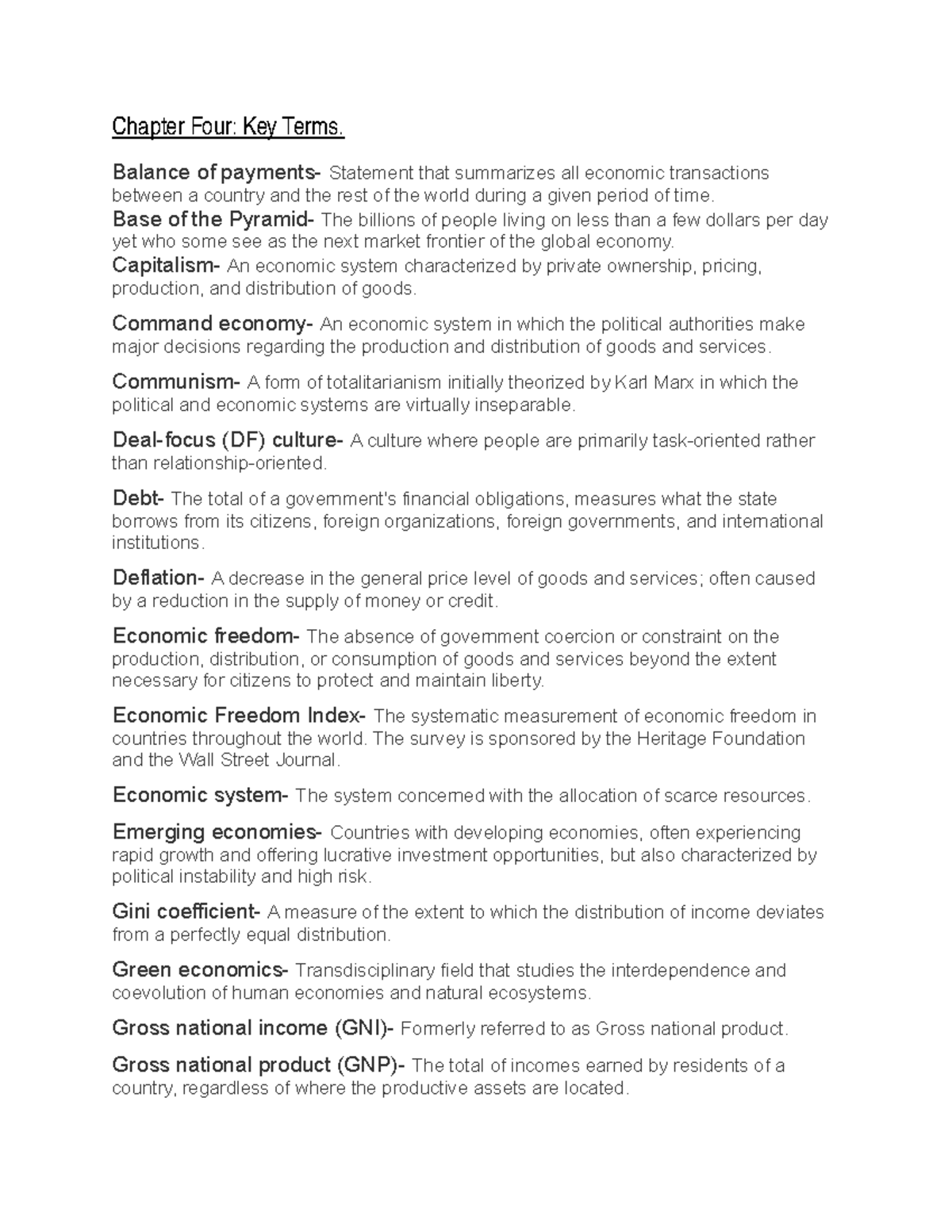Ch.4 Keyterms - Glossary definition. - Chapter Four: Key Terms. Balance ...