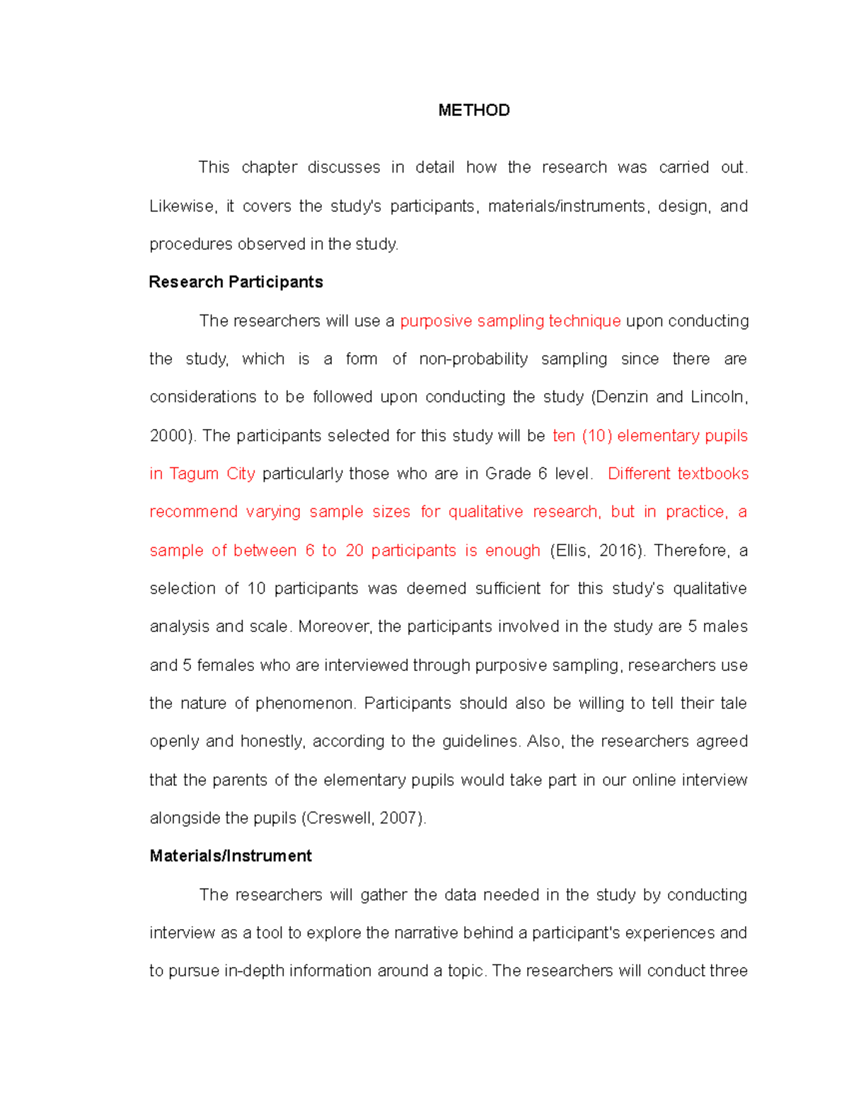 Sample Method Quali gooog METHOD This chapter discusses in detail