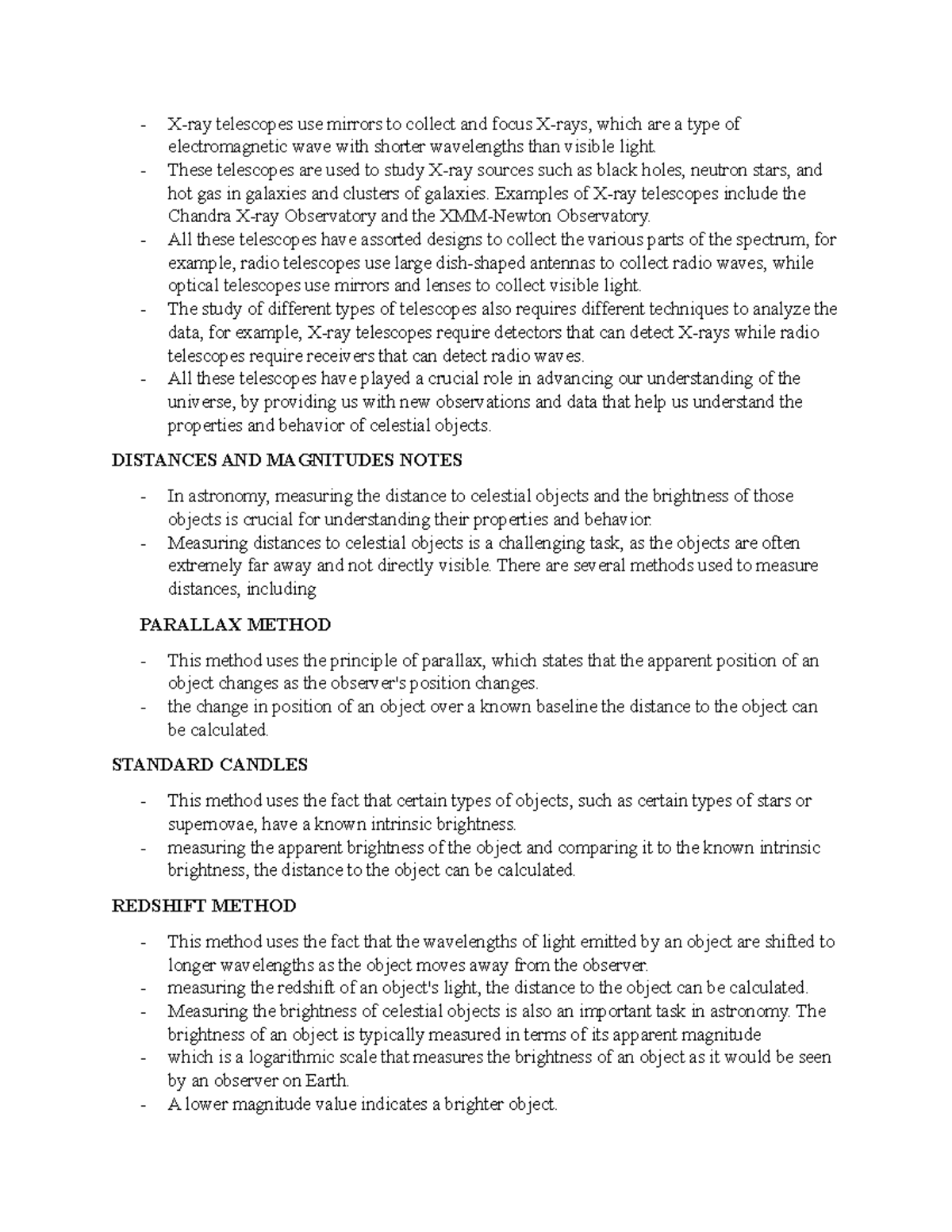 Astronomy Notes 5 Xray telescopes use mirrors to collect and focus Xrays, which are a type