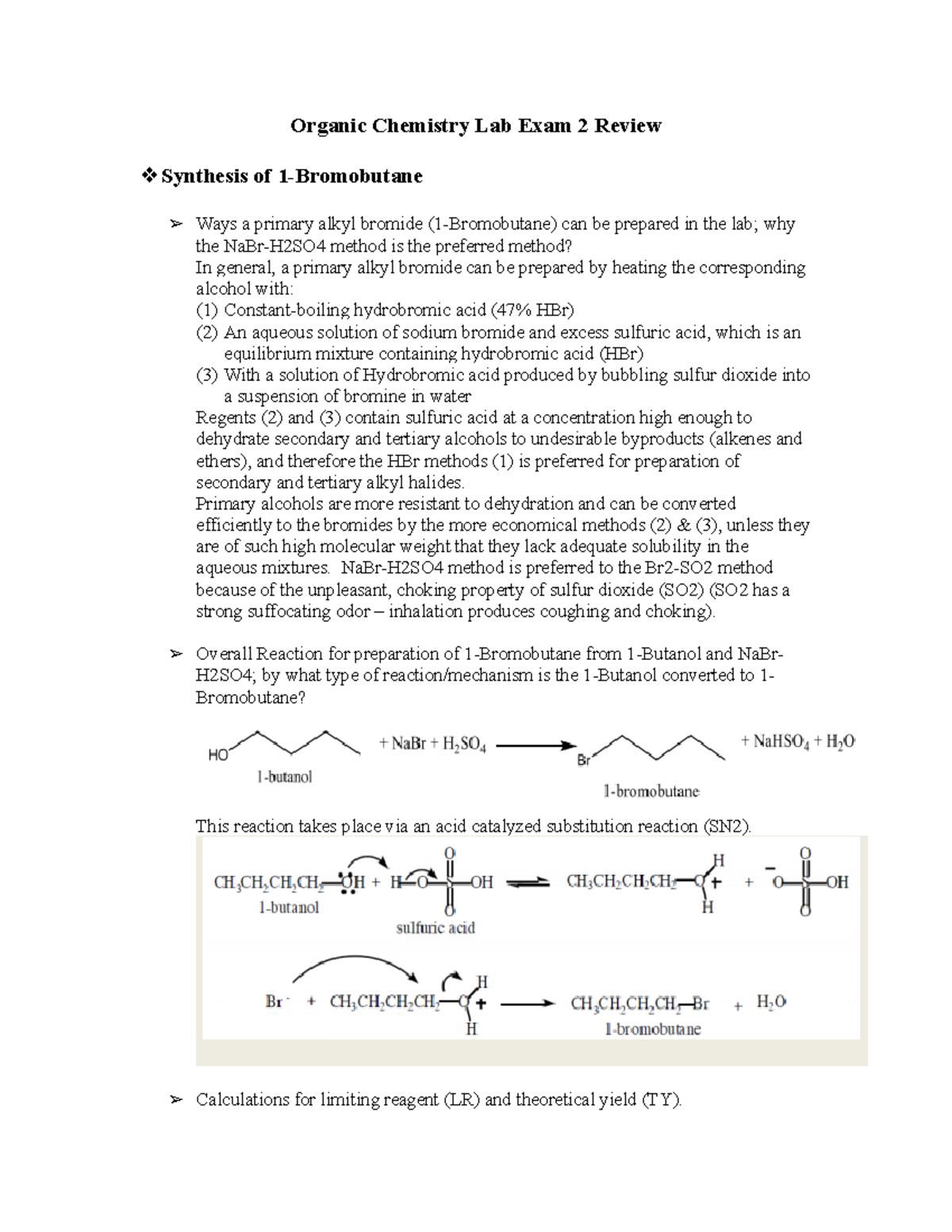 Organic Chemistry Lab Exam 2 Review - Organic Chemistry Lab Exam 2 ...