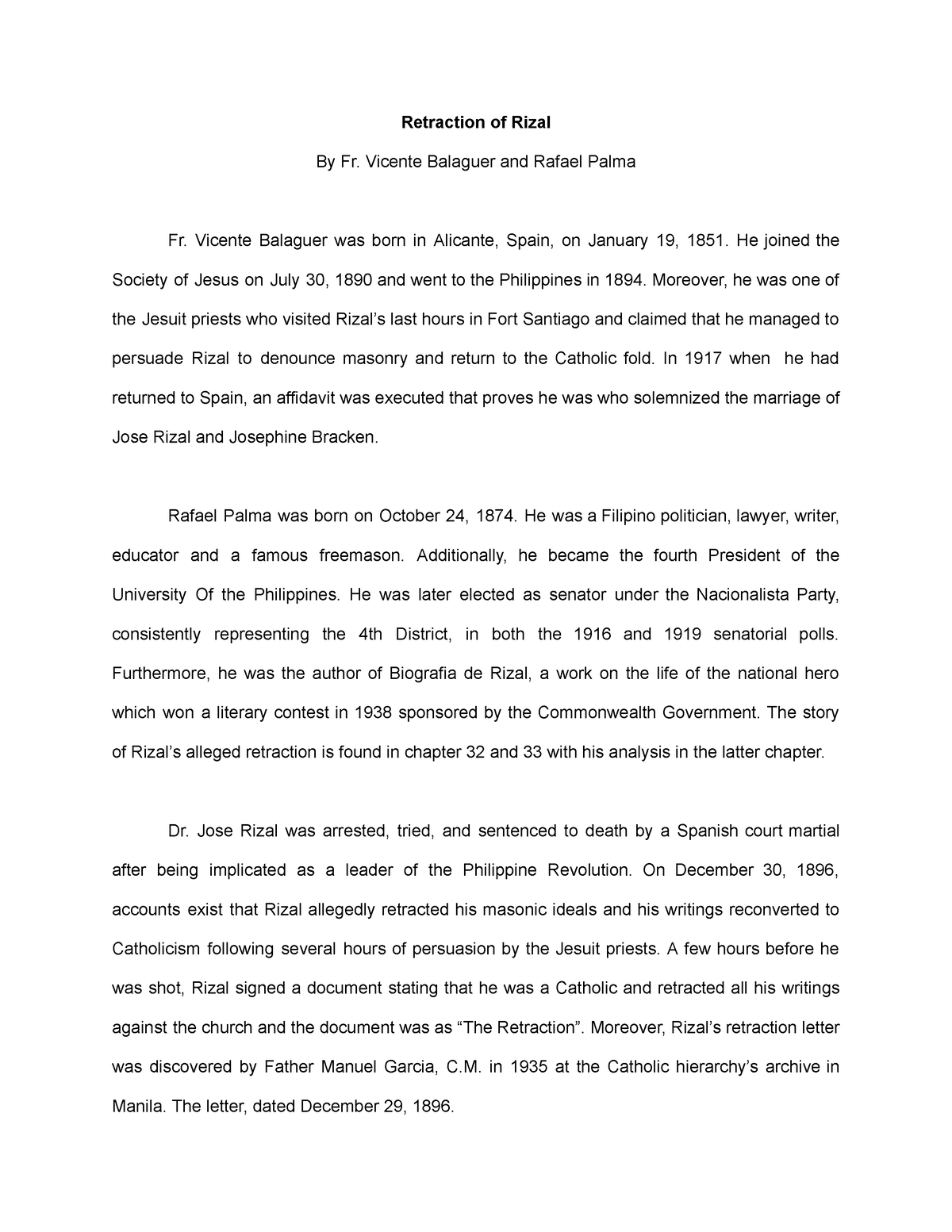 Retraction Of Jose Rizal Retraction Of Rizal By Fr Vi - vrogue.co