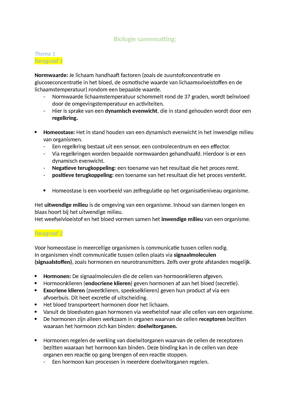 Bio Waarneming En Gedrag Biologie Samenvatting Thema 1 Paragraaf 1 Normwaarde Je Lichaam