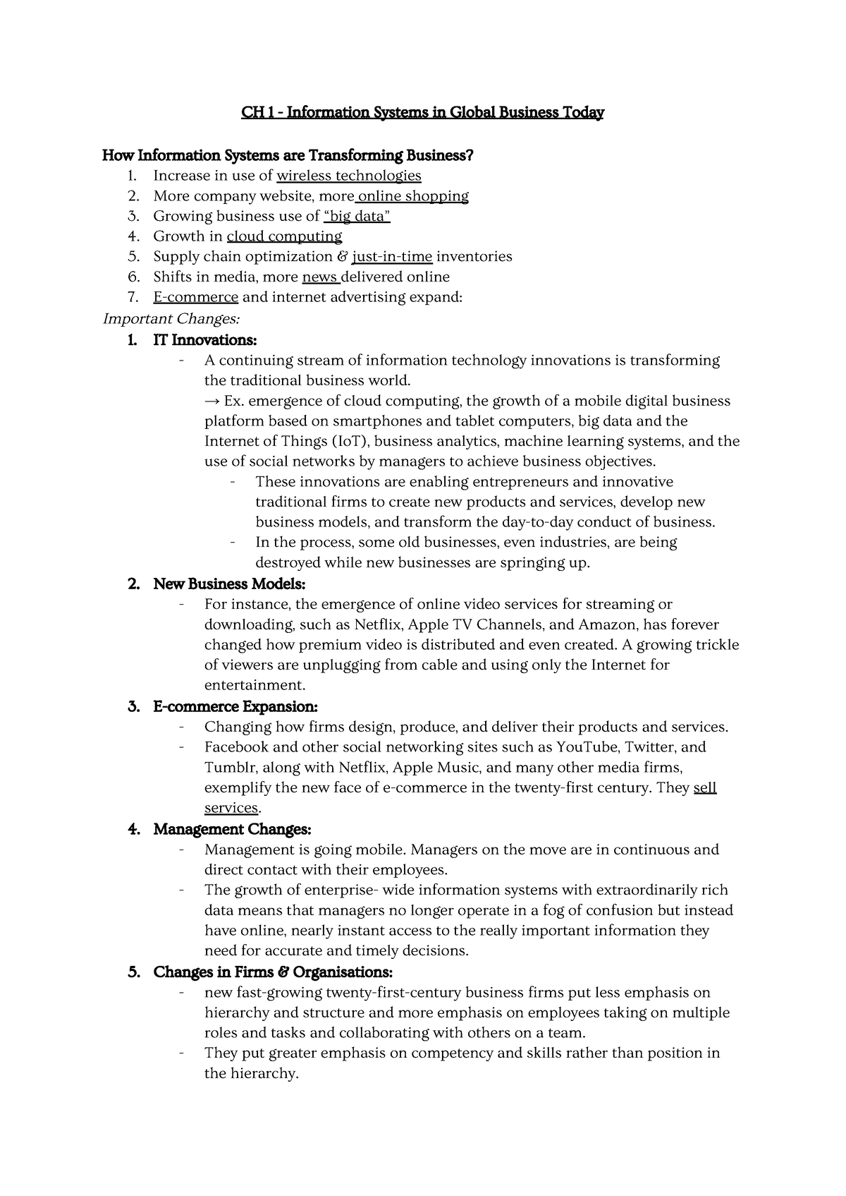 2KA3 Notes - CH 1 - Information Systems In Global Business Today How ...