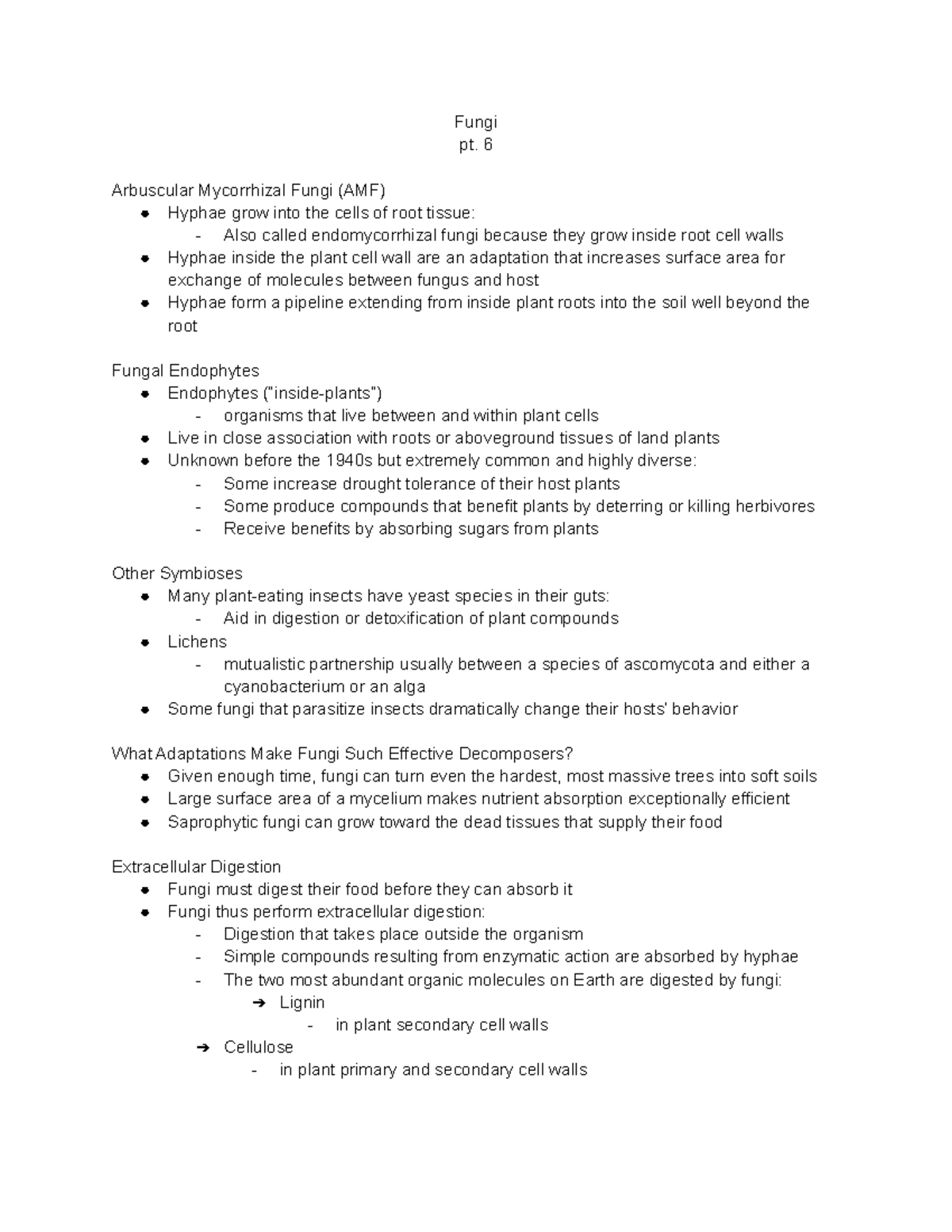 Fungi pt. 6 - Lecture notes 1-20 - Fungi pt. 6 Arbuscular Mycorrhizal ...