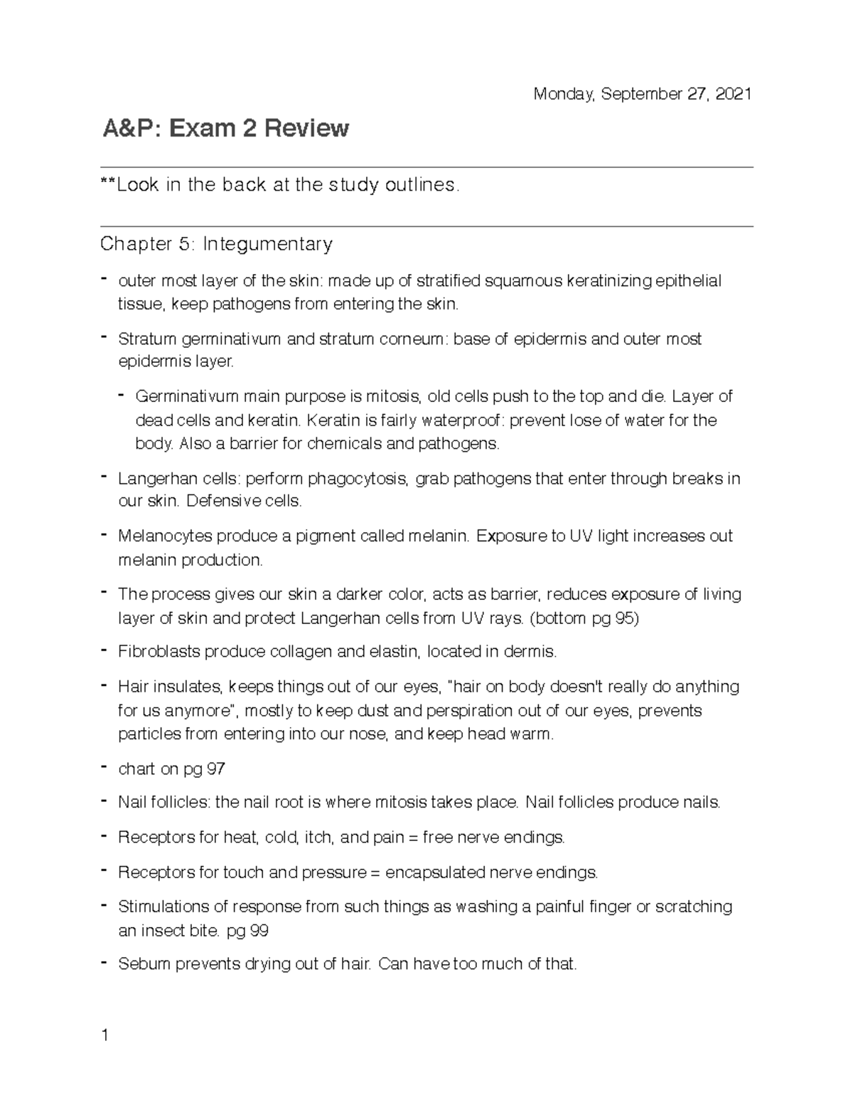 A&P Exam 2 Study Guide - A&P: Exam 2 Review **Look In The Back At The ...