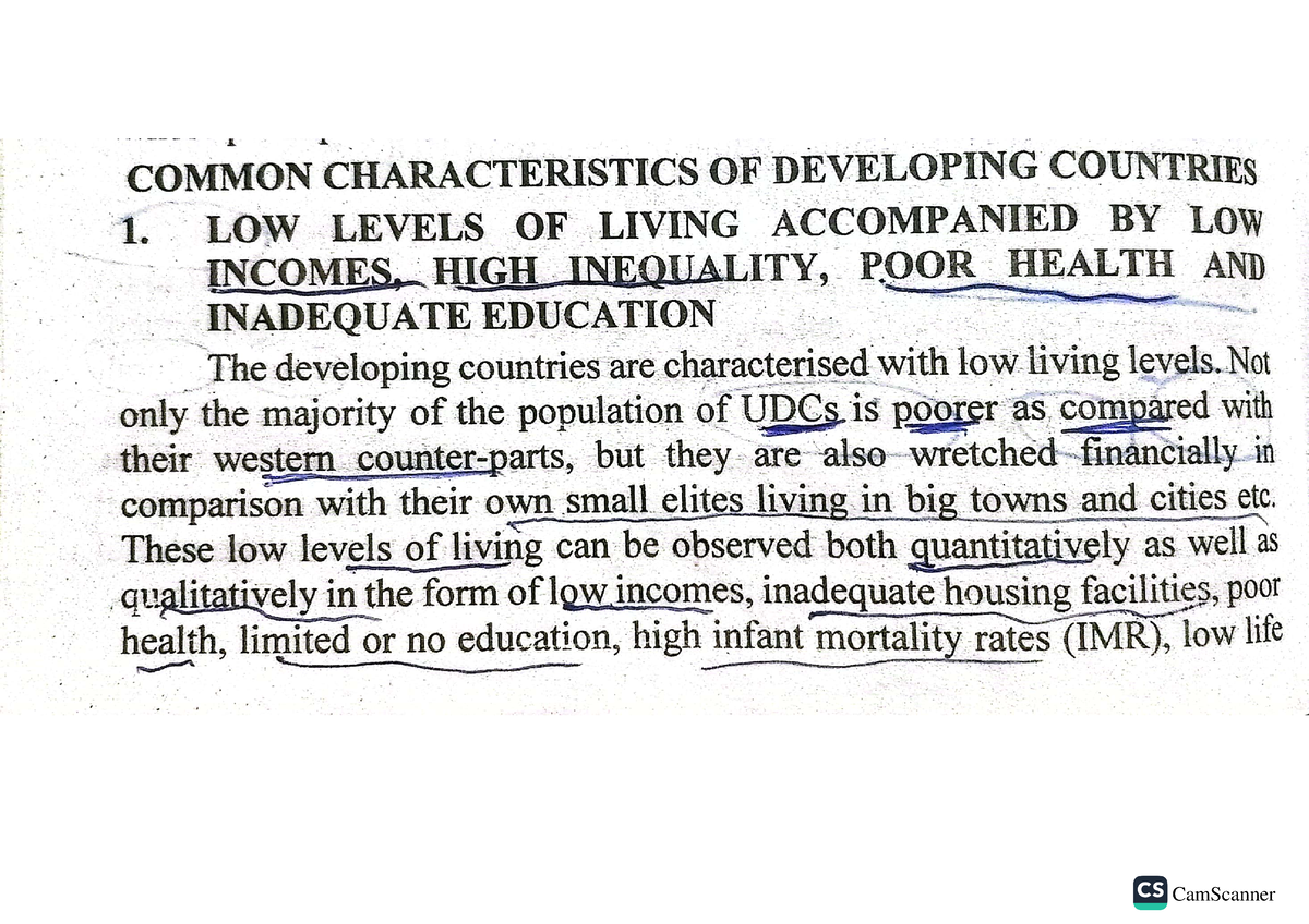 essay of characteristics of developing countries