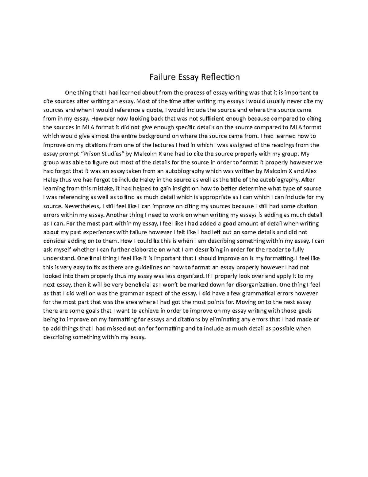 experience failure essay