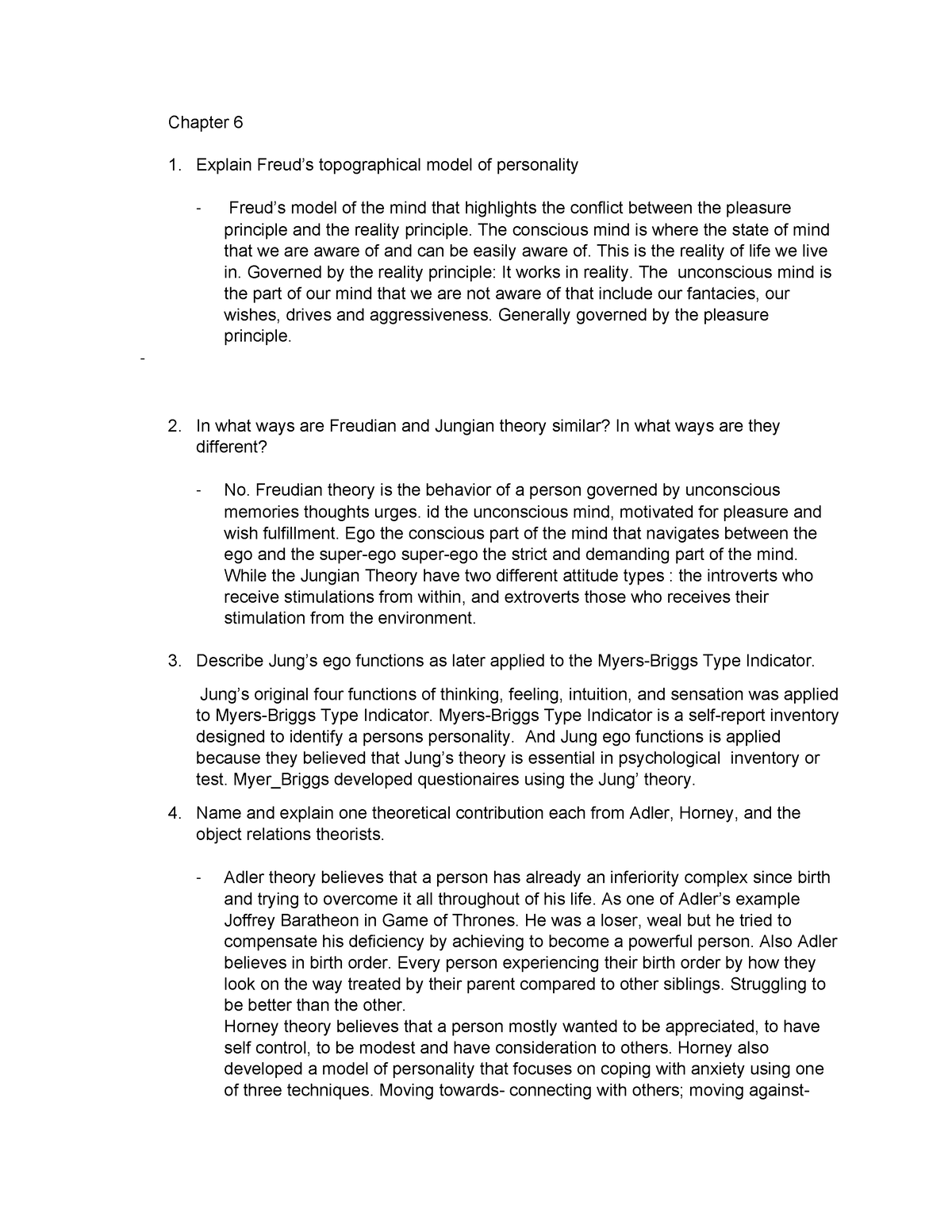 UTS 6 - 123 - Chapter 6 Explain Freud’s topographical model of ...