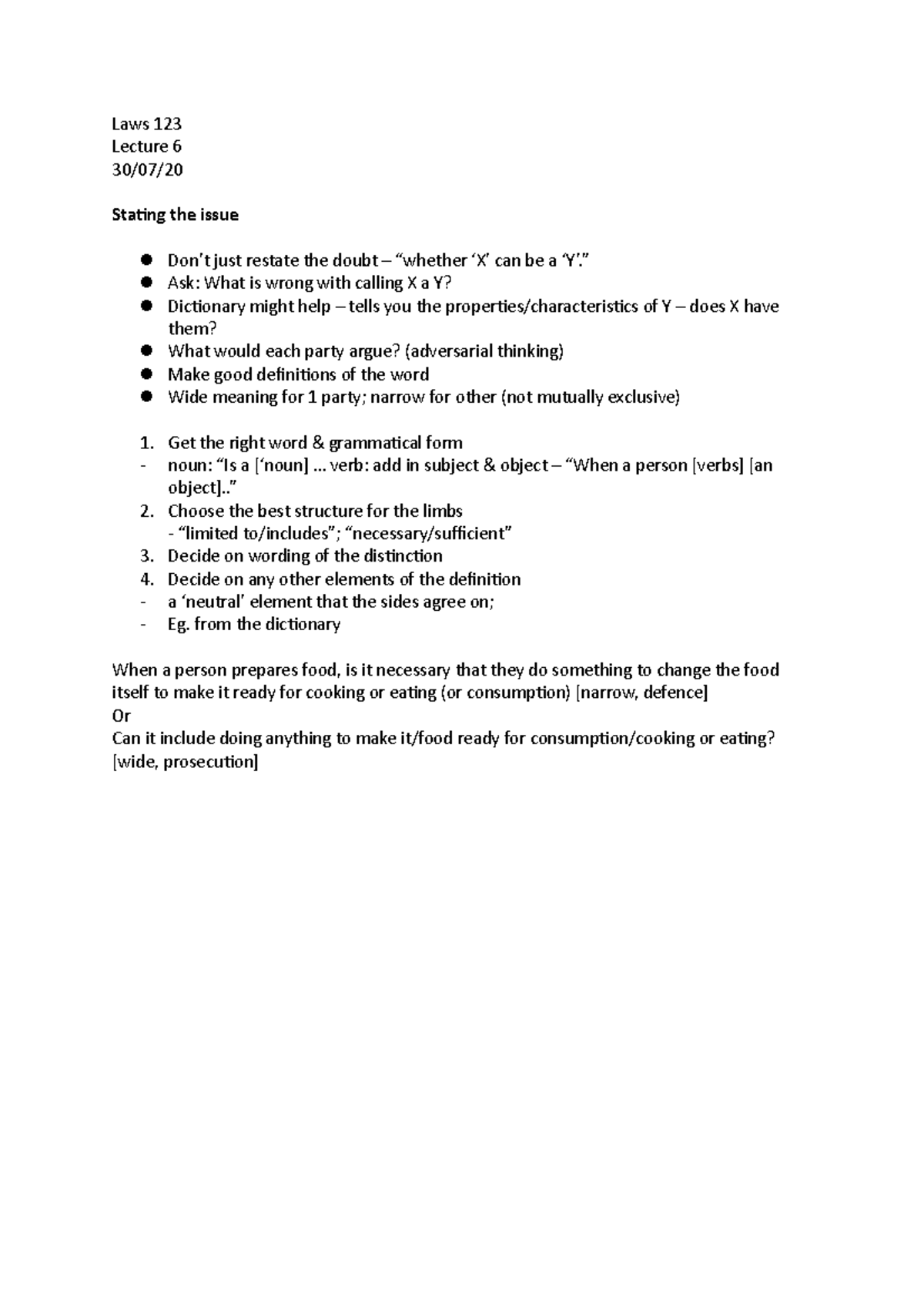 Lecture 6 - Laws 123 Lecture 6 30/07/ Stating the issue Don’t just ...