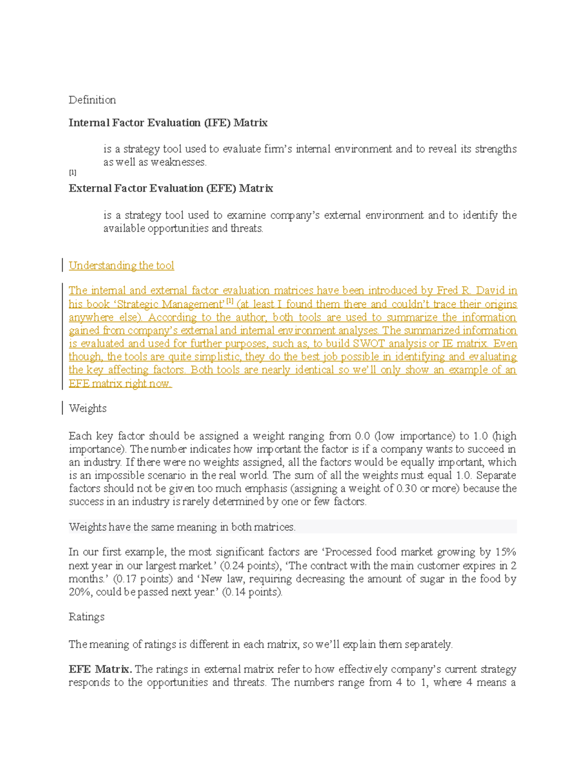 Definition ww - Lecture notes 1 - Definition Internal Factor Evaluation ...