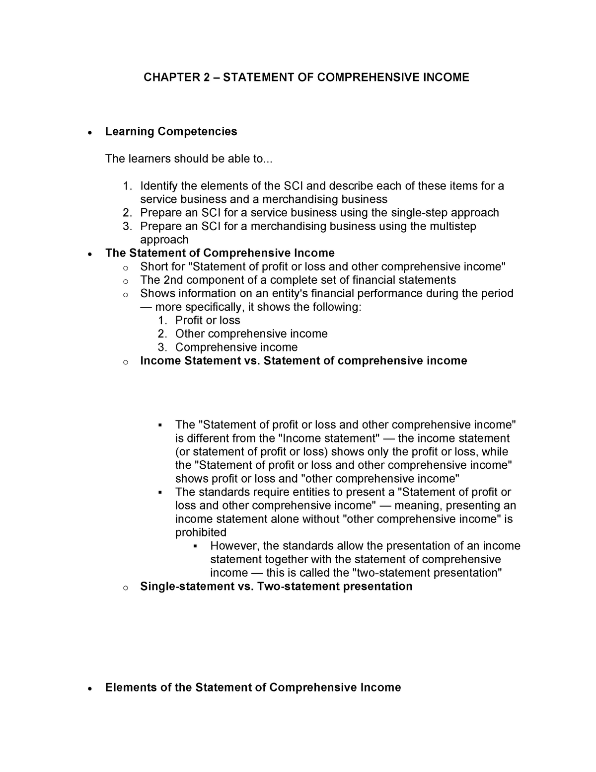 Chapter 2 Statement Of Comprehensive Income Chapter 2 Statement Of Comprehensive Income 9727