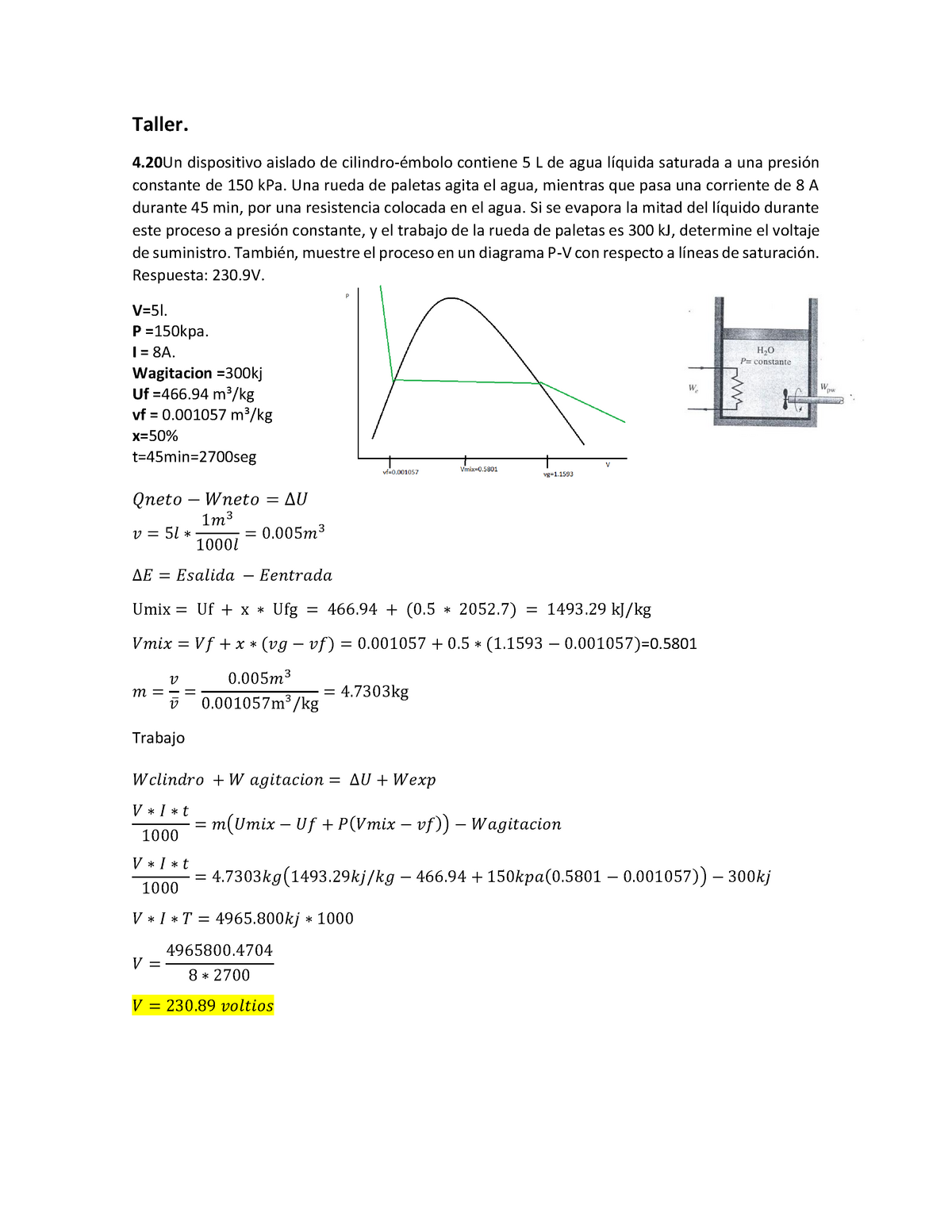 Taller Primera Ley Sistema Cerrado Taller Un Dispositivo Aislado