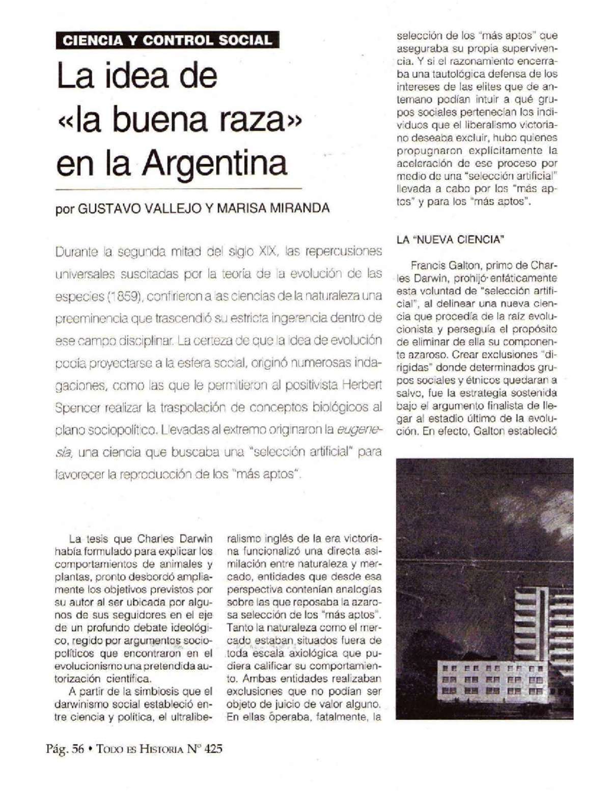 Vallejo y Miranda. La idea de la buena raza en Argentina - Teoría ...