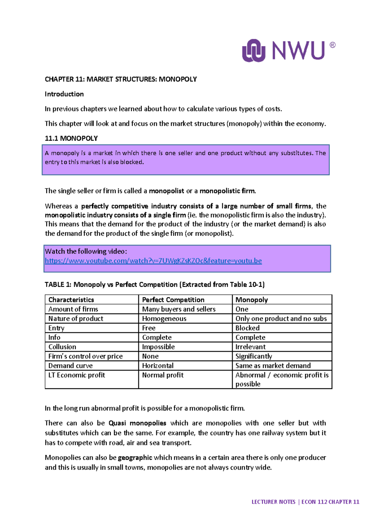 Chapter+11+ENGchapter 11 - CHAPTER 11: MARKET STRUCTURES: MONOPOLY ...