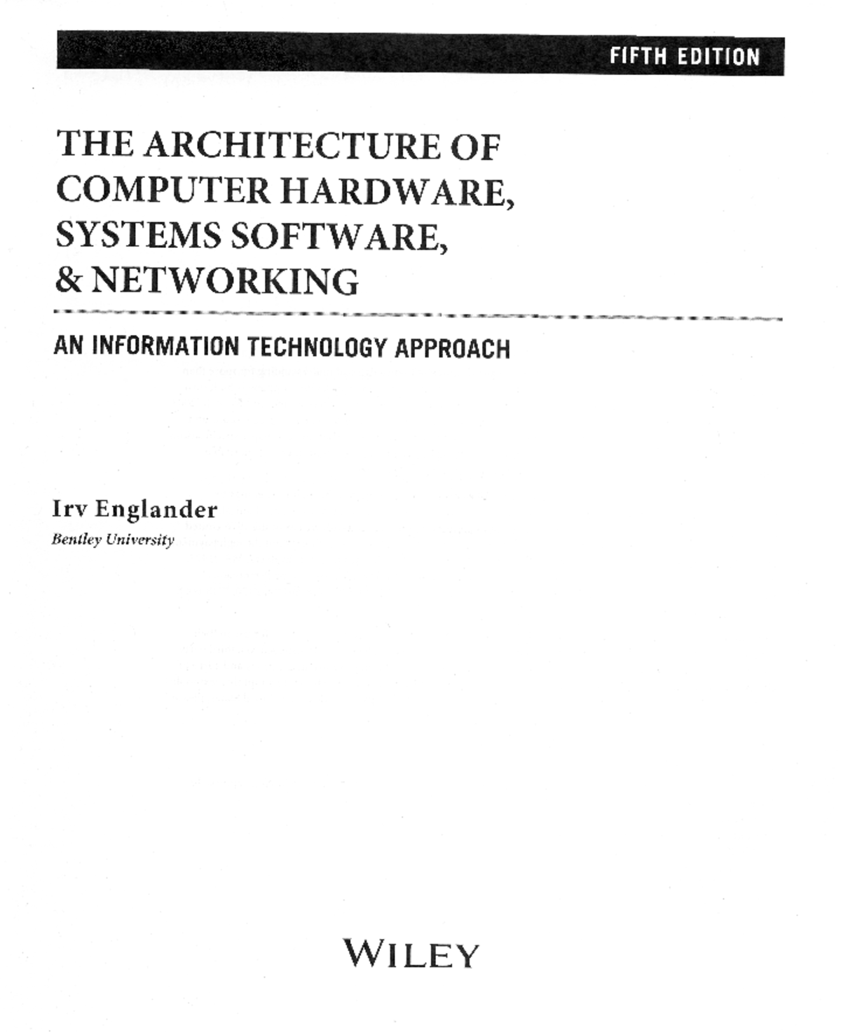 Computer hardware and network - THE ARCHITECTURE OF COMPUTER HARDWARE ...