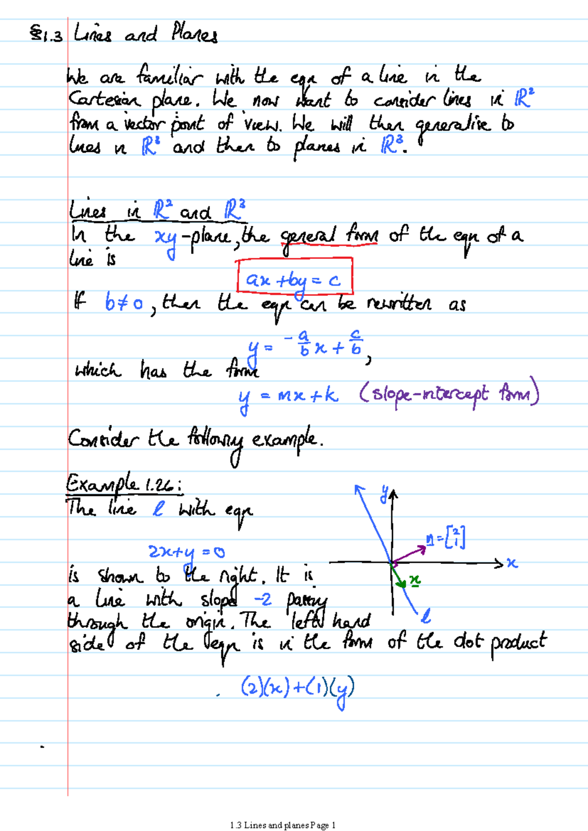 1.3 Lines and Planes - notes - 144 - Studocu