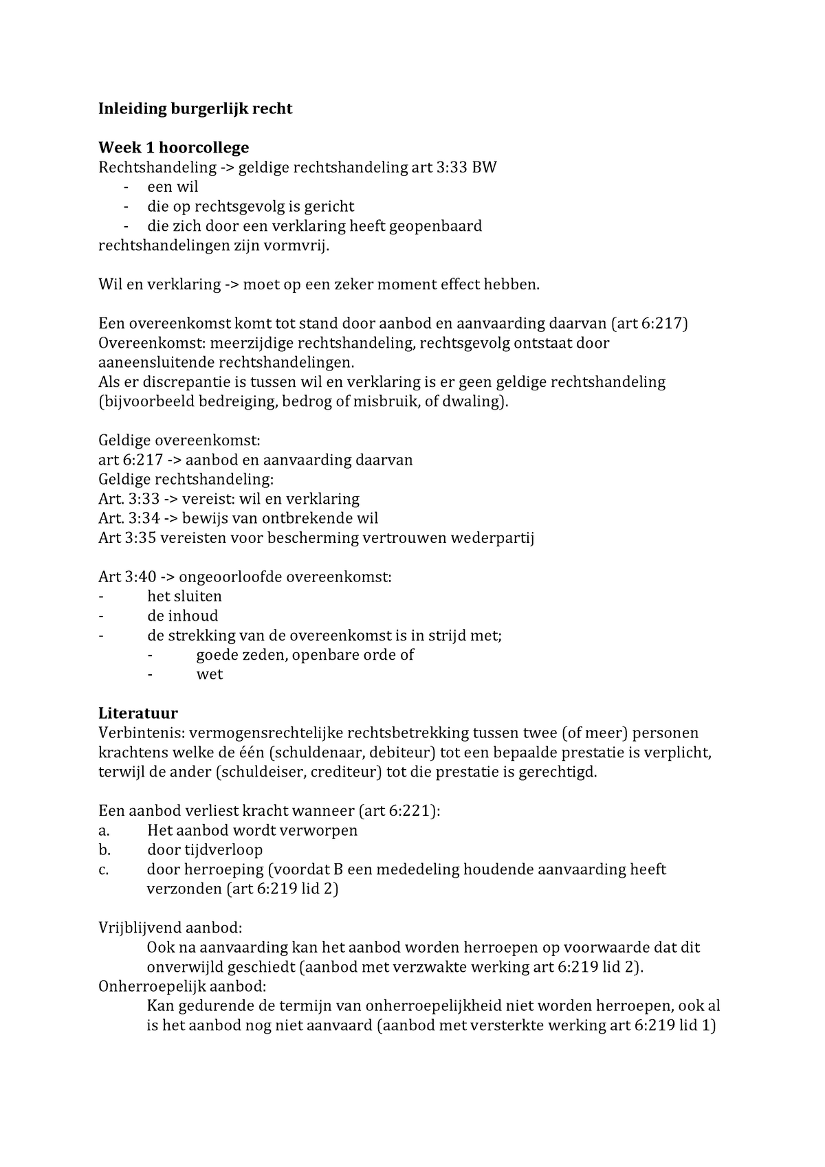 Samenvatting Inleiding Burgerlijk Recht Week 1 7 Studeersnel