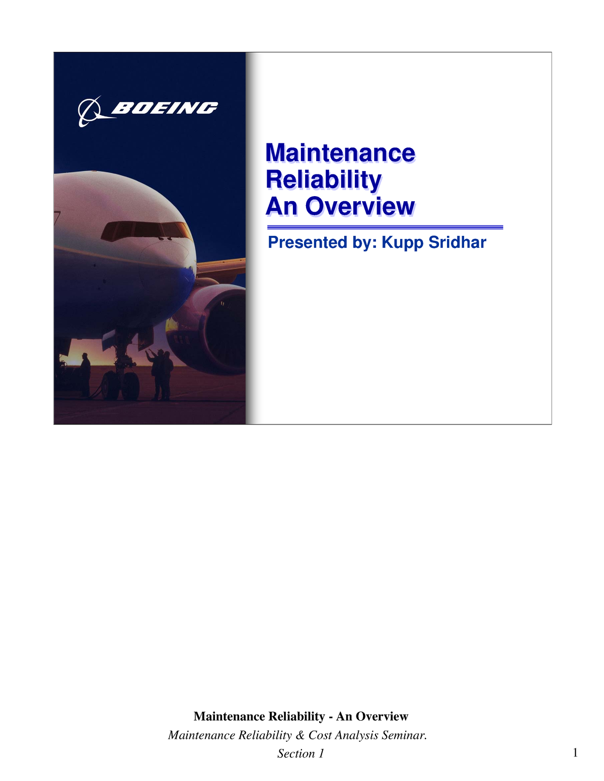 Boeing Maintenance Reliability An Overview - Maintenance Reliability ...