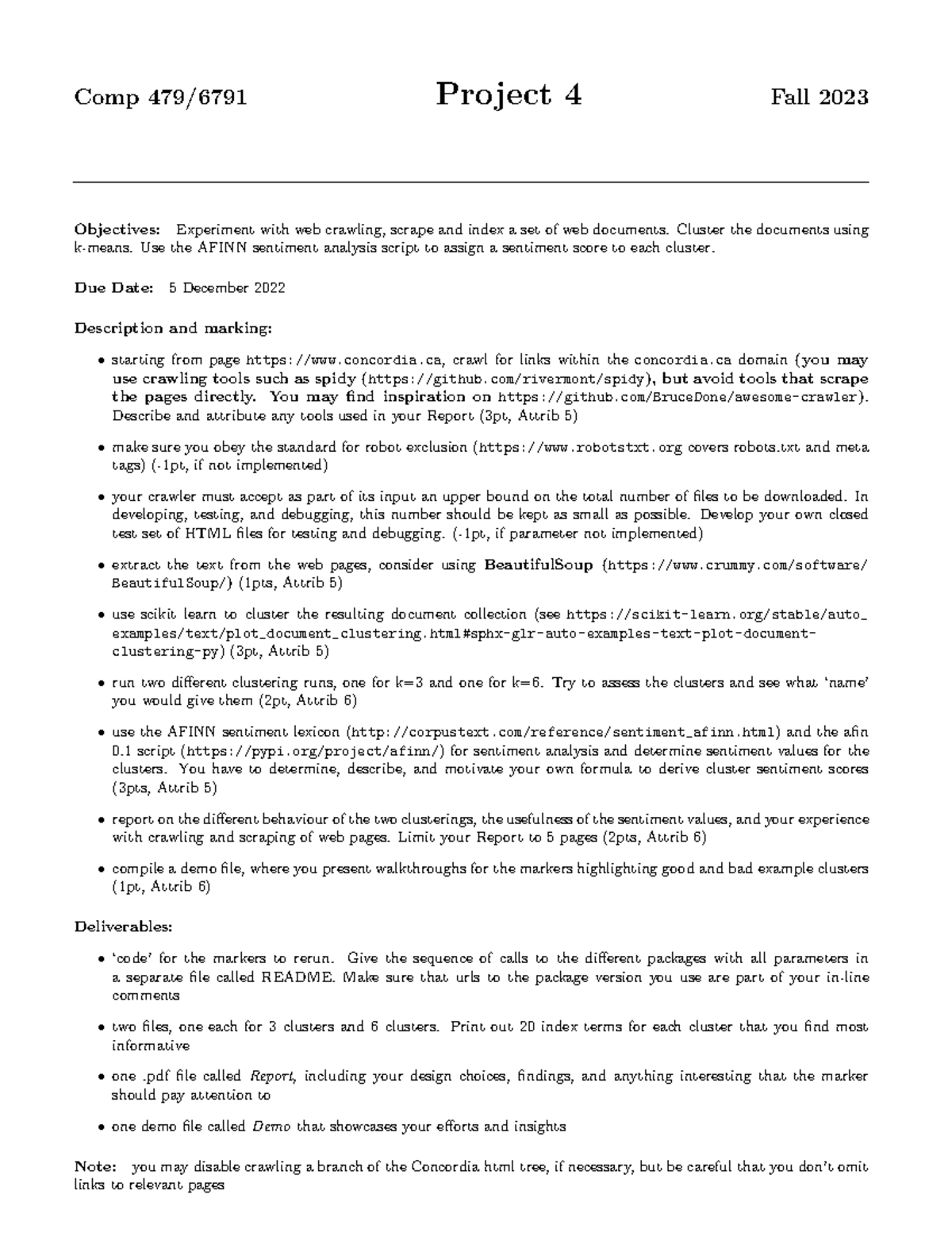 Assignment 4 Questions - Comp 479/6791 Project 4 Fall 2023 Objectives ...