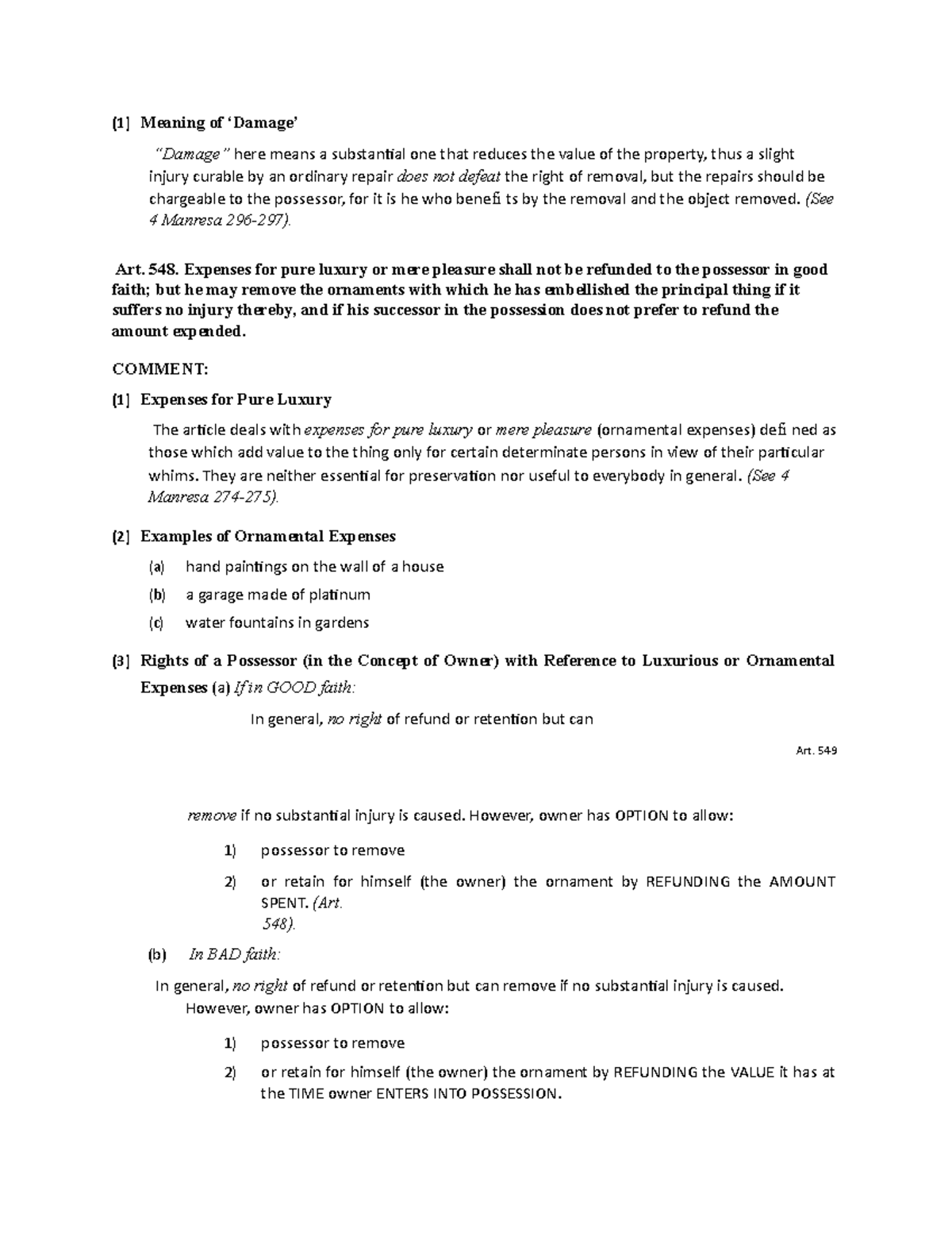 Property law m129 - (1) Meaning of ‘Damage’ “Damage’’ here means a ...