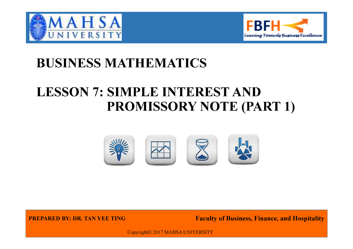 Business Mathematics Lesson 7 Simple INT - BUSINESS MATHEMATICS LESSON ...