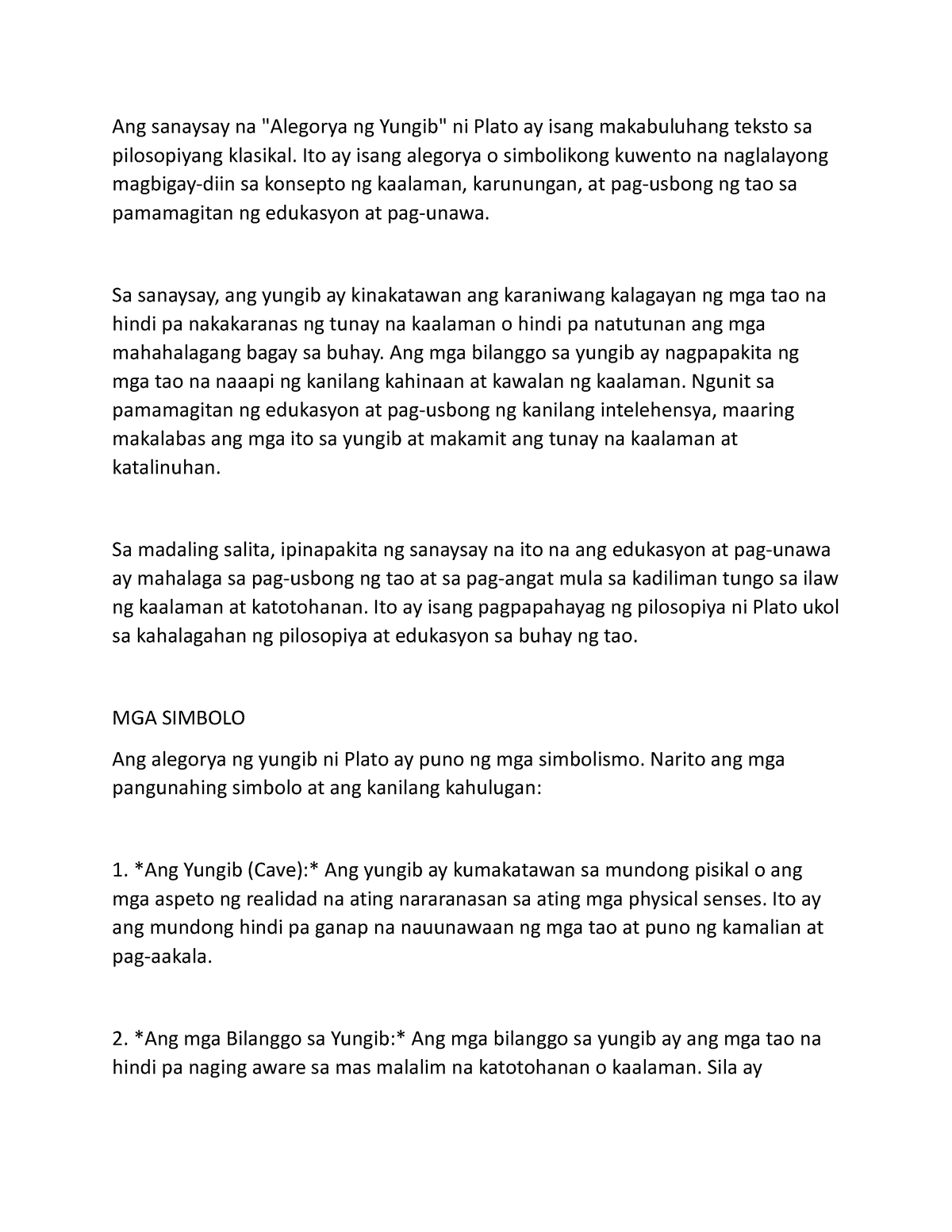 Sanaysay Ni Plato - Ang Sanaysay Na "Alegorya Ng Yungib" Ni Plato Ay ...