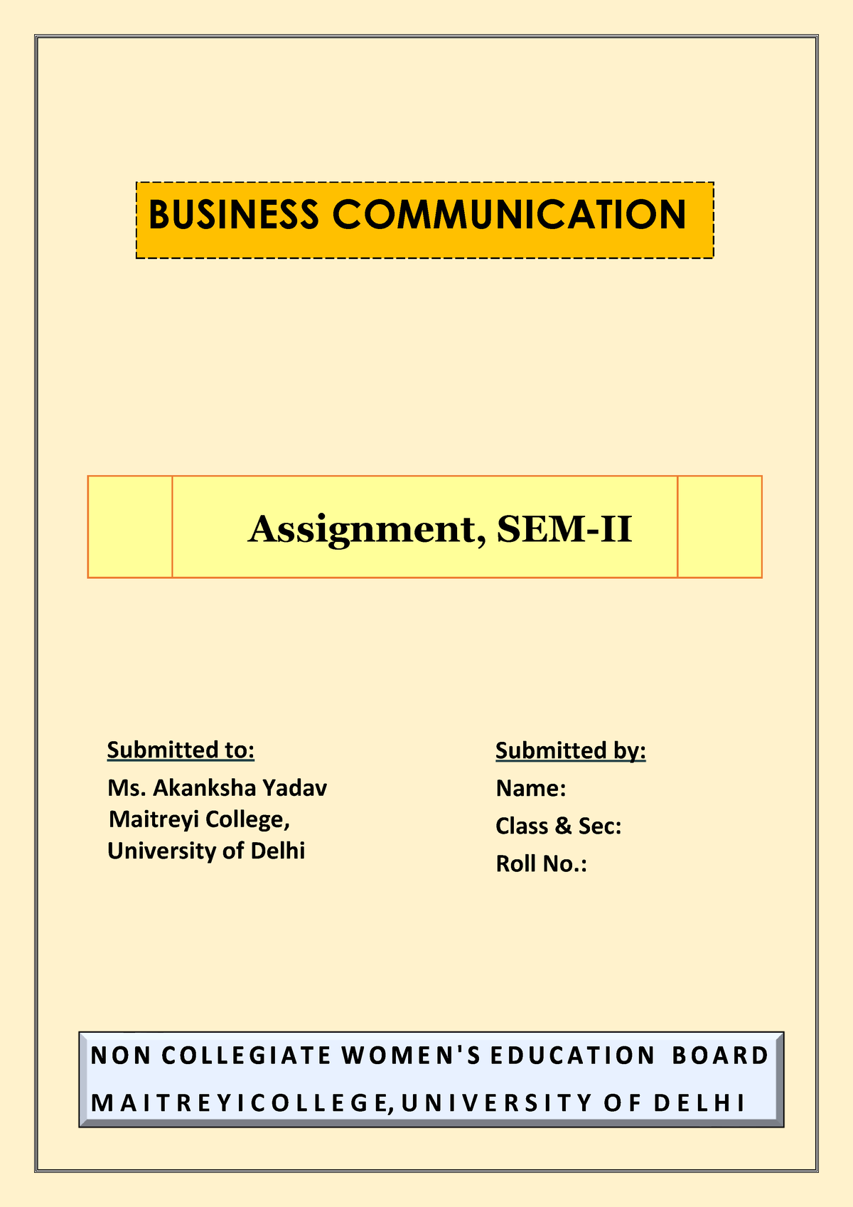 business communication assignment pdf