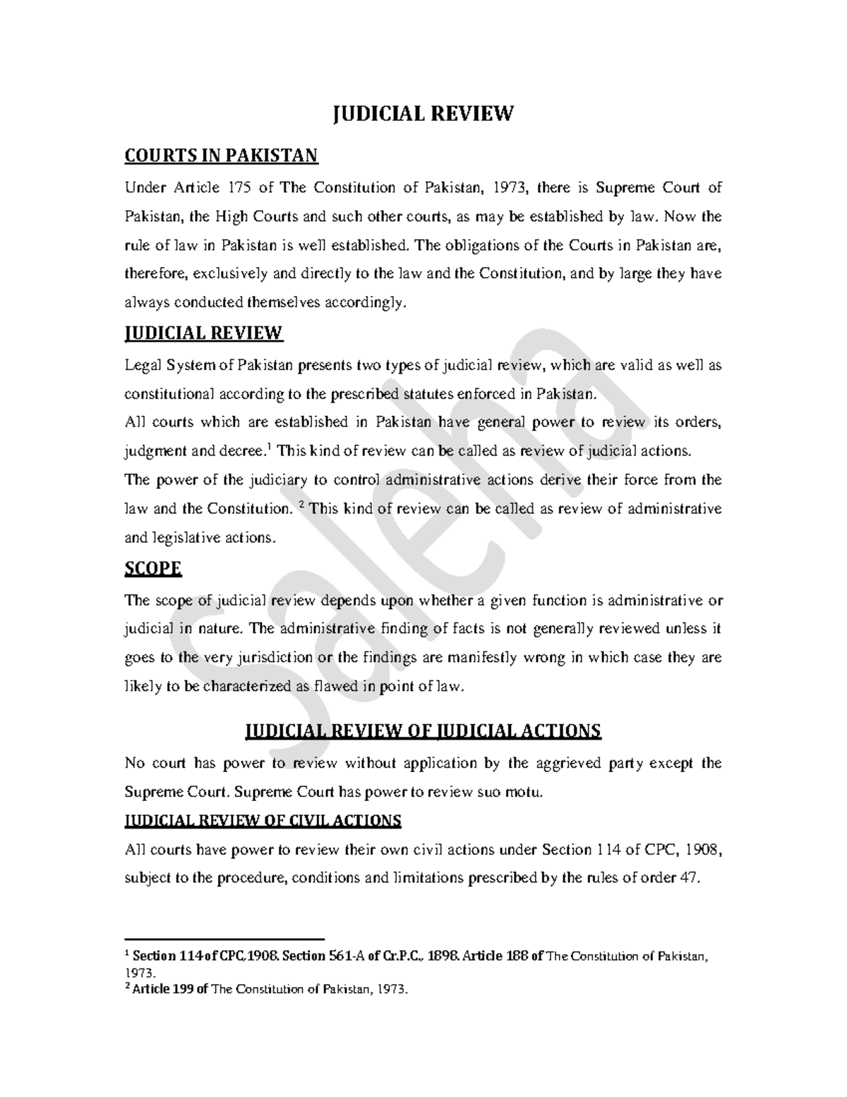 Judicial Review IN Pakistan - JUDICIAL REVIEW COURTS IN PAKISTAN Under ...