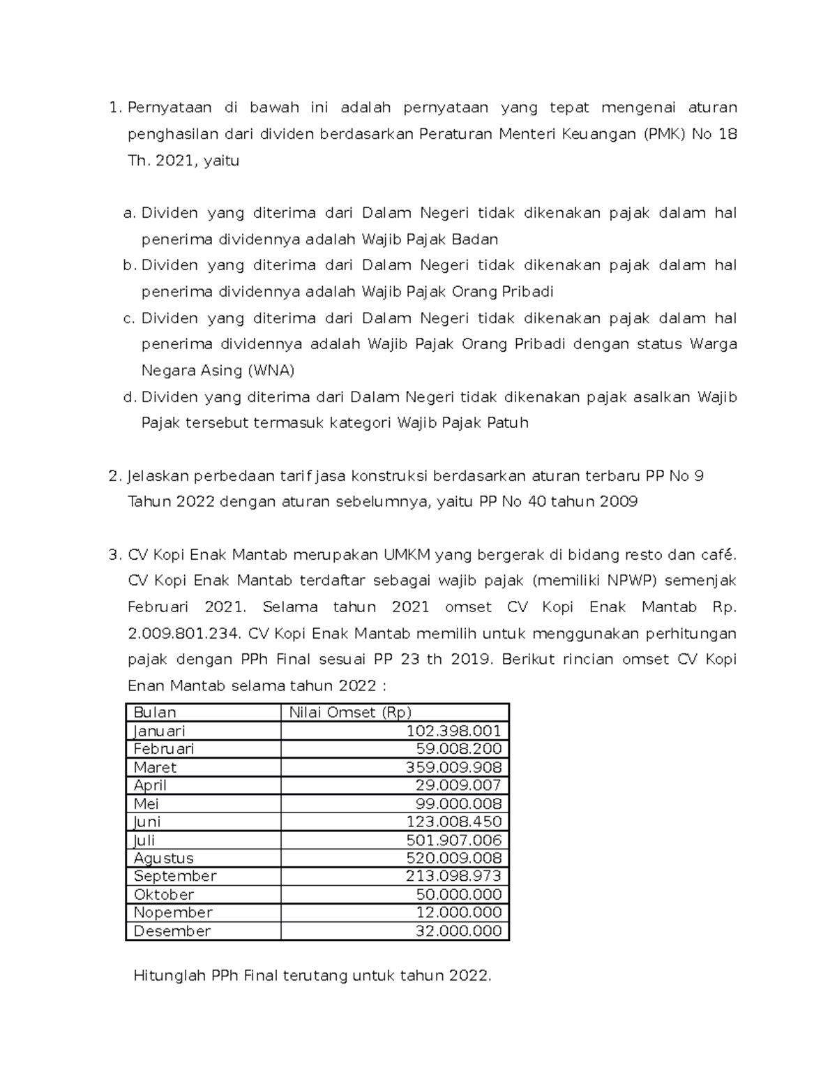 Soal Pajak Potput - Pernyataan Di Bawah Ini Adalah Pernyataan Yang ...