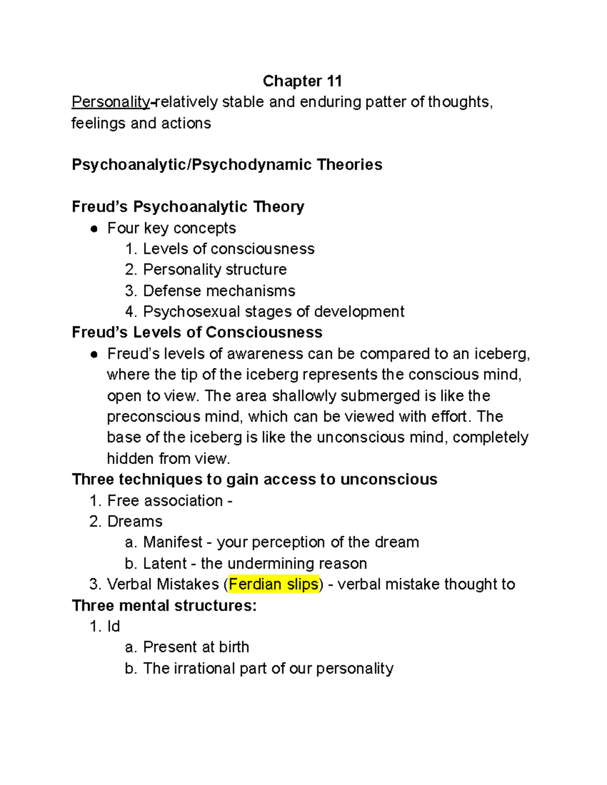 Psychology-Chapter 11-Personality - Chapter 11 Personality-relatively ...