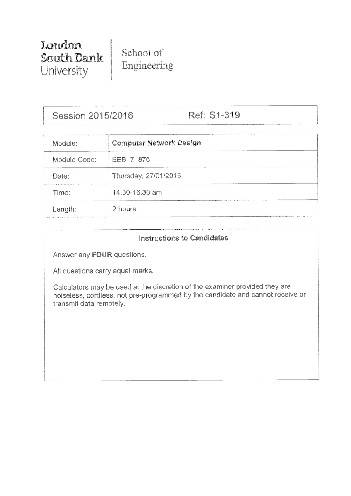 Exam 2016, Questions - EBB7876 - Studocu