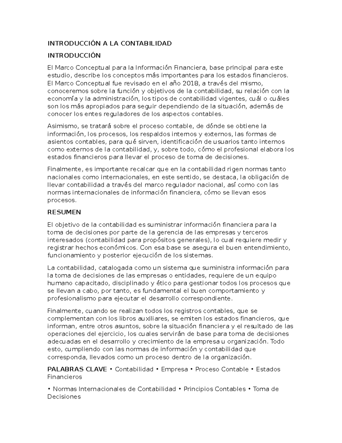 Apuntes de la introduccion a la contabilidad - INTRODUCCIÓN A LA ...