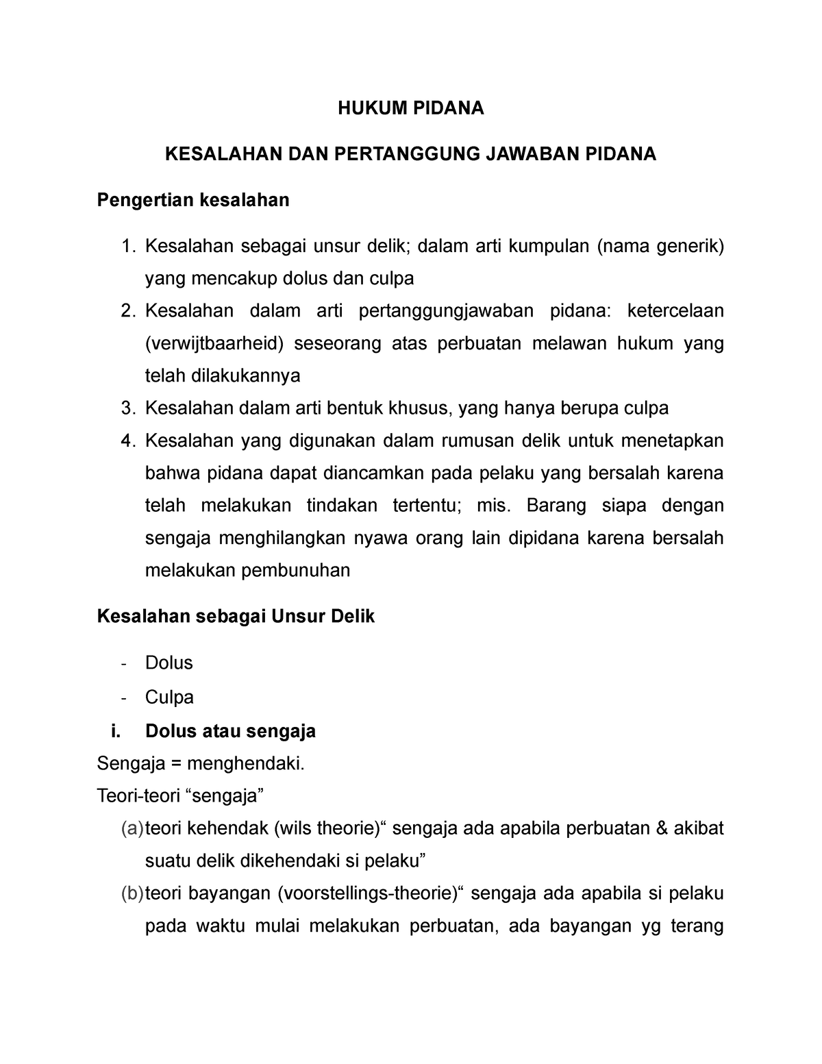 Hukum Pidana - Kesalahan Dan Pertanggungjawaban Pidana 2 - HUKUM PIDANA ...