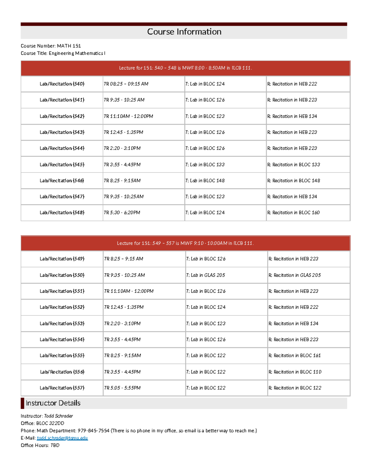 MATH 151 Syllabus - Course Informaon Course Number: MATH 151 Course ...