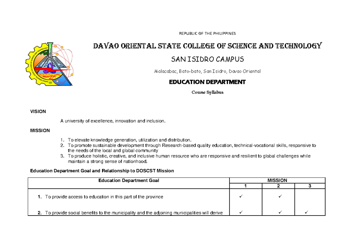 Course Syllabus Children's Literature REPUBLIC OF THE PHILIPPINES