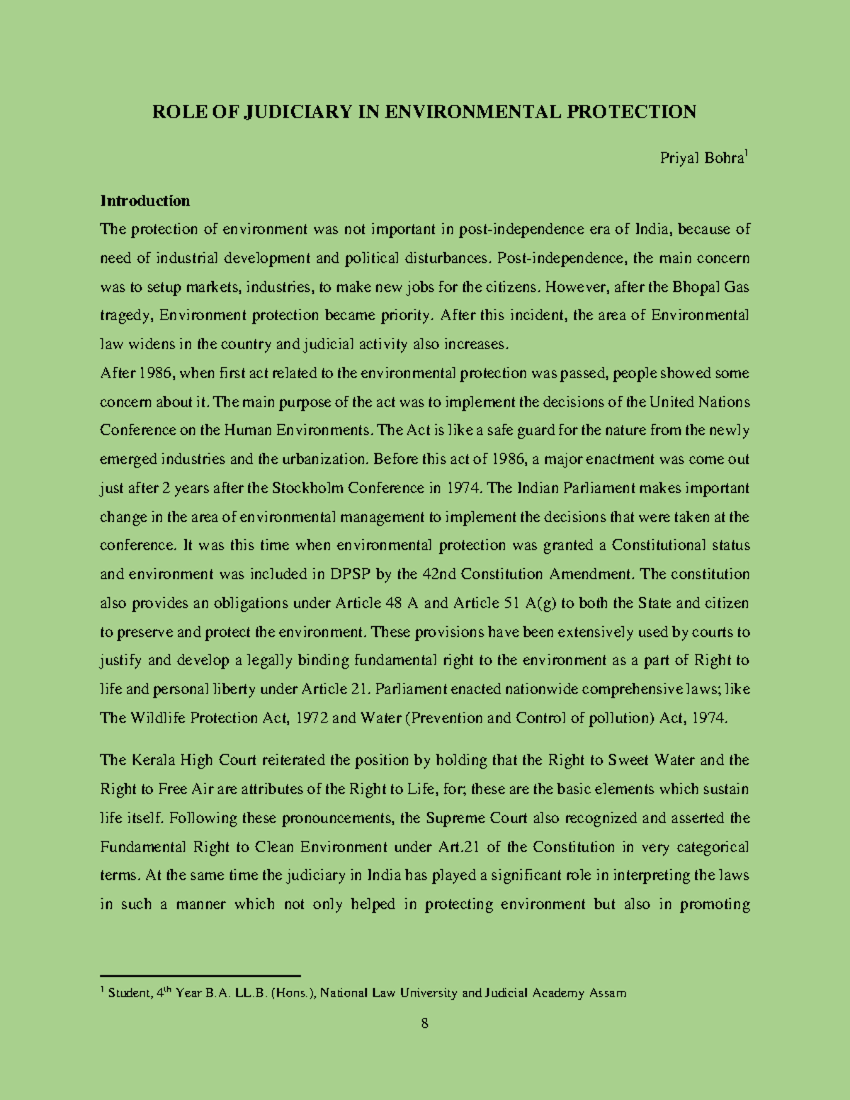 Roleof Judiciary - nmg - ROLE OF JUDICIARY IN ENVIRONMENTAL PROTECTION ...