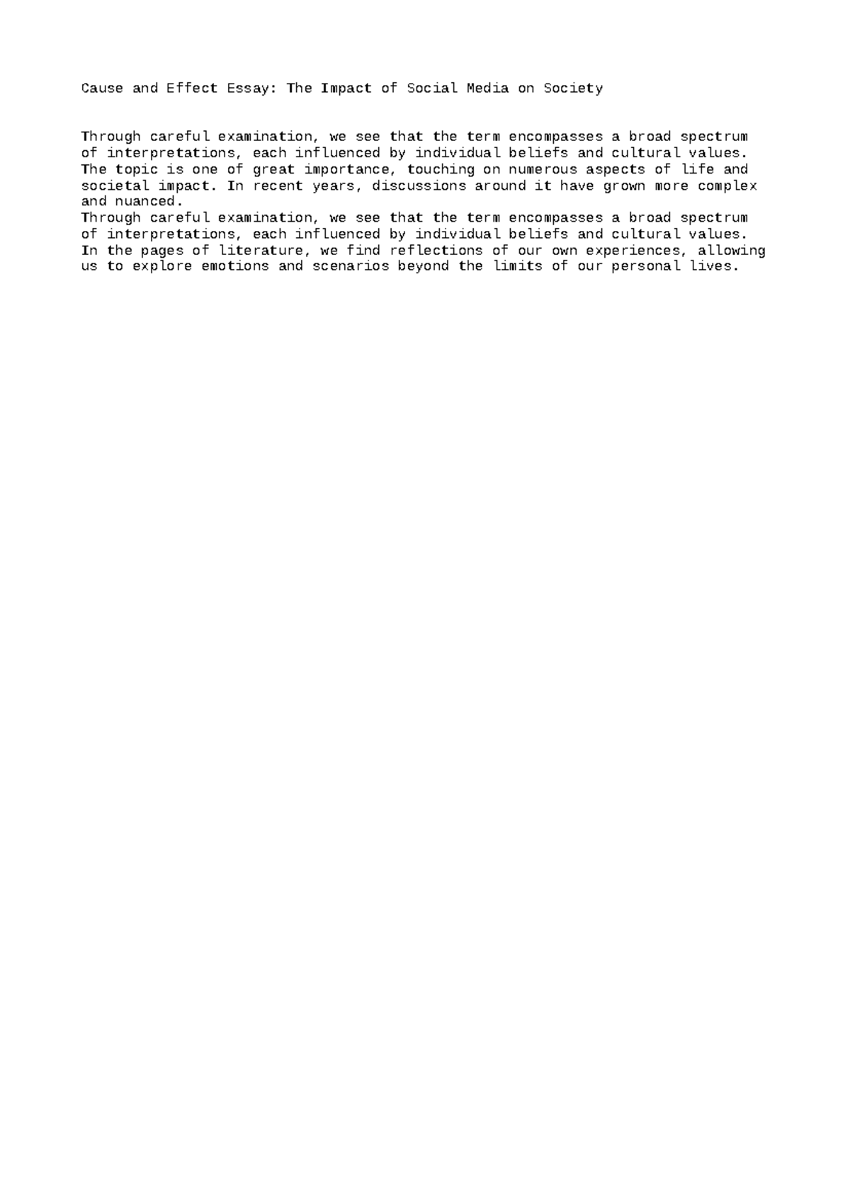 The impact of social media on society - Cause and Effect Essay: The ...