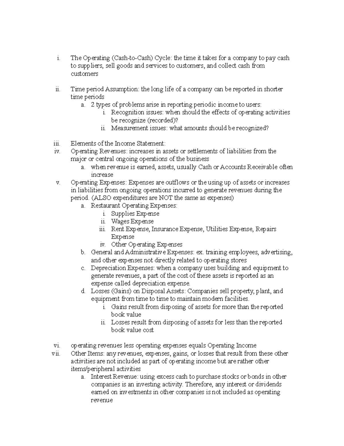 Chapter 3 Accounting - i. The Operating (Cash-to-Cash) Cycle: the time ...