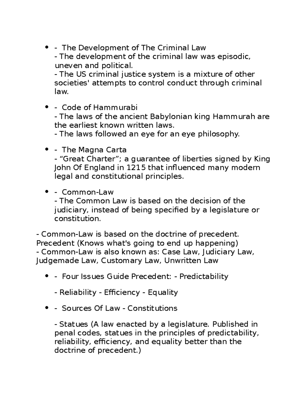 Criminal justice 26 CRMJ 254 The Development of The Criminal Law The development of the