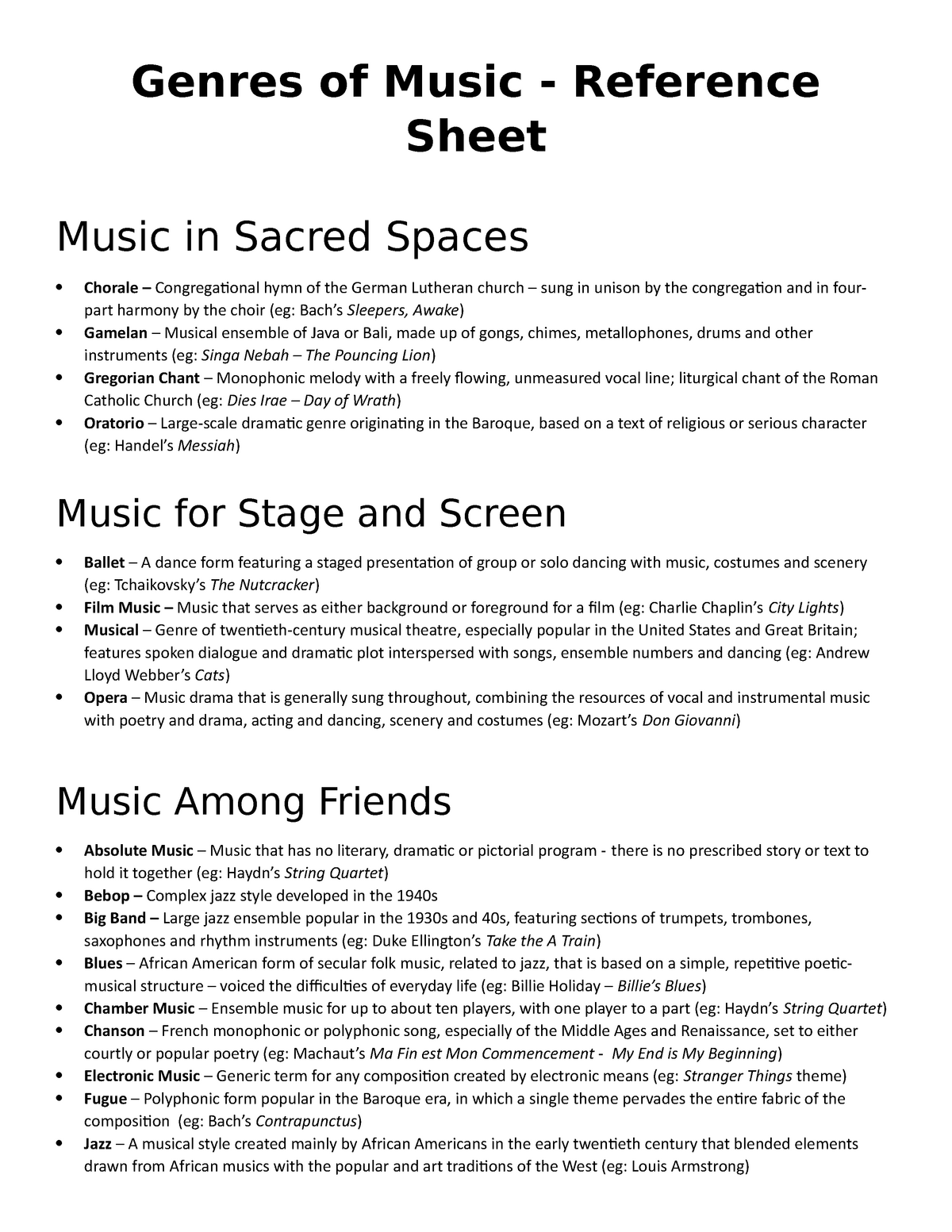 classification of music genres essay
